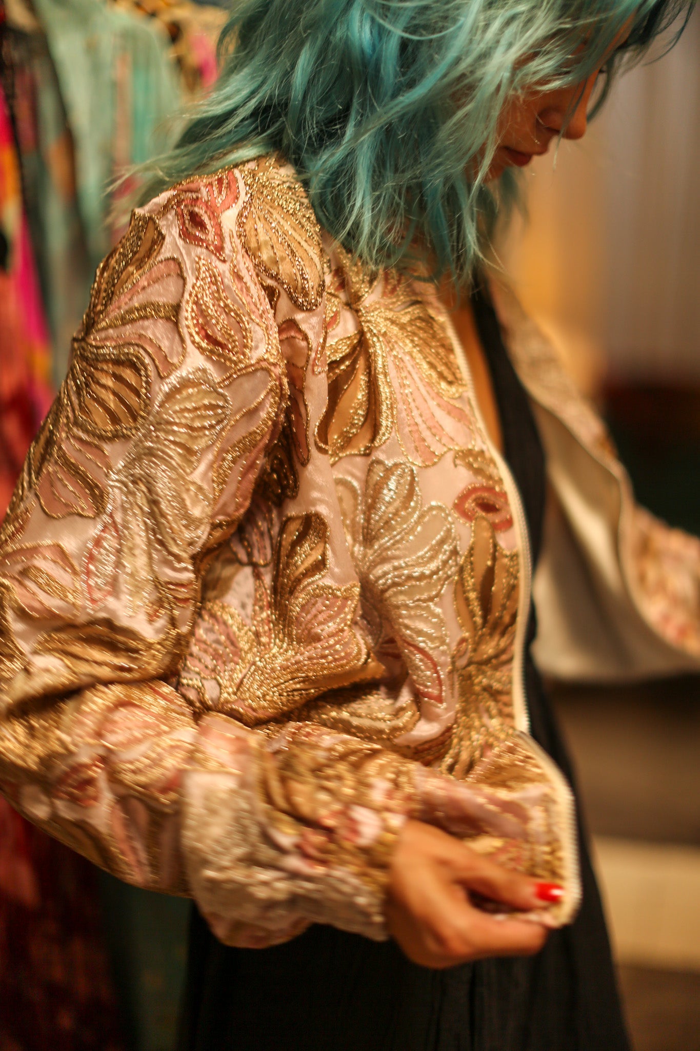 SILK SEQUIN EMBROIDERED BOMBER JACKET JUDE - BANGKOK TAILOR CLOTHING STORE - HANDMADE CLOTHING