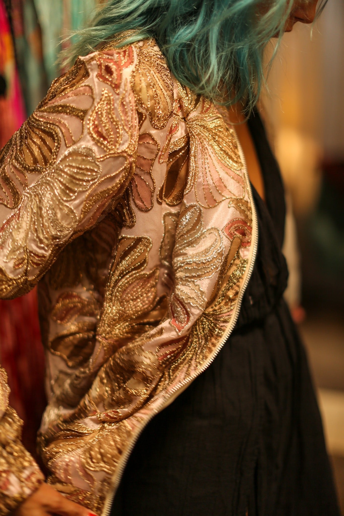 SILK SEQUIN EMBROIDERED BOMBER JACKET JUDE - BANGKOK TAILOR CLOTHING STORE - HANDMADE CLOTHING