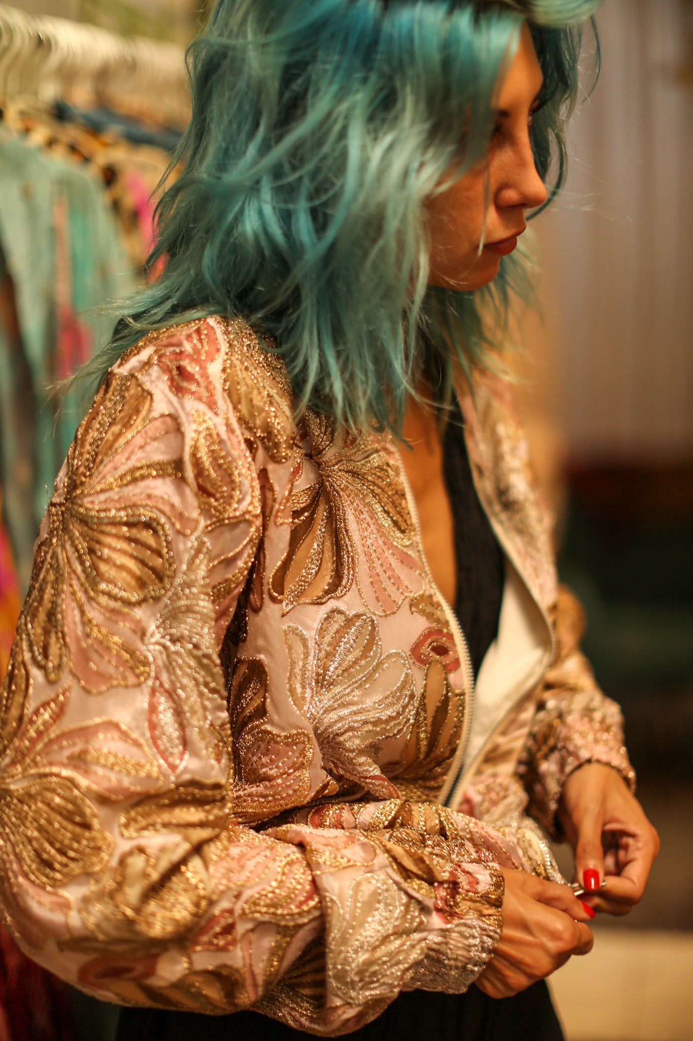 SILK SEQUIN EMBROIDERED BOMBER JACKET JUDE - BANGKOK TAILOR CLOTHING STORE - HANDMADE CLOTHING