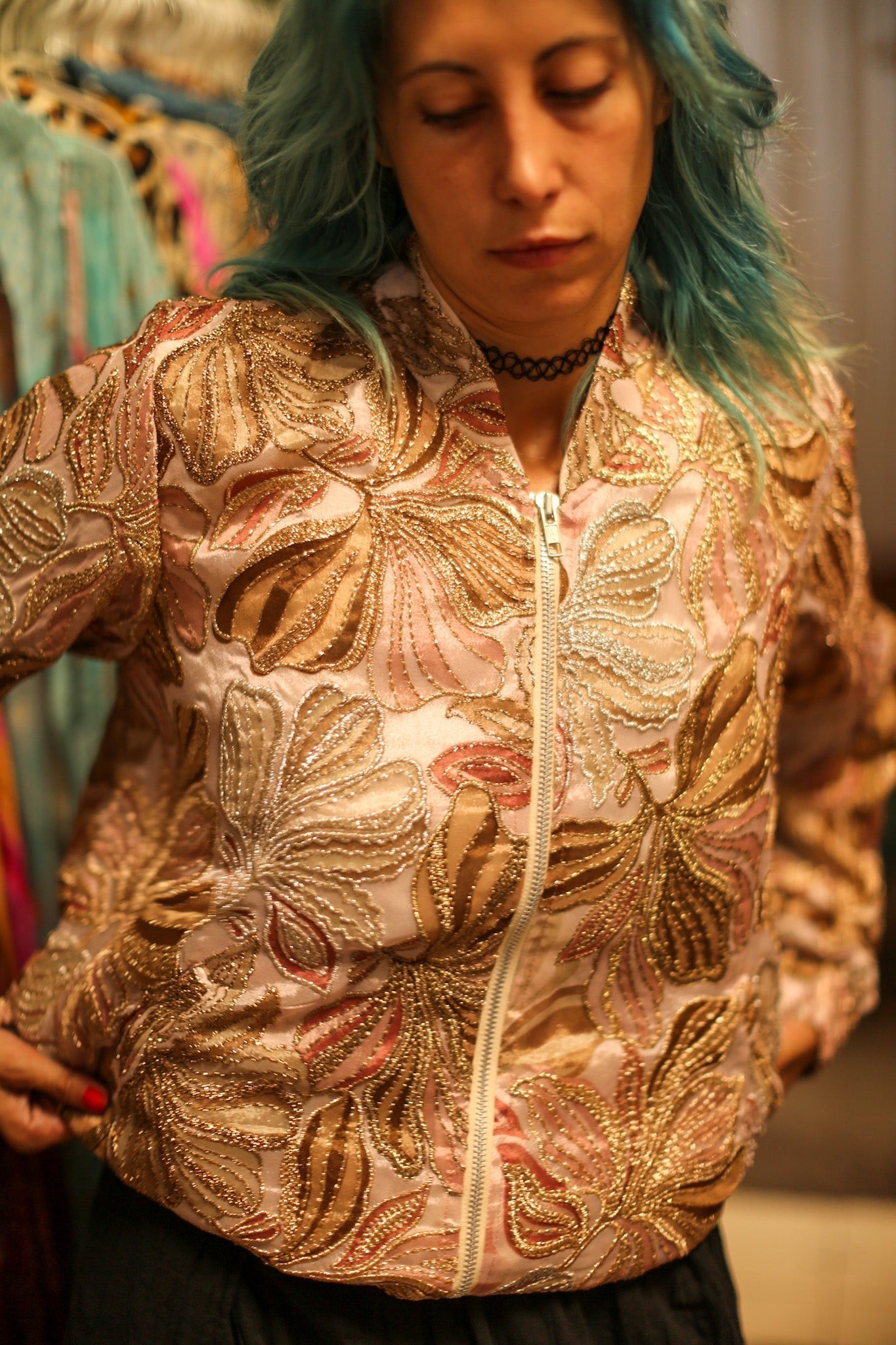 SILK SEQUIN EMBROIDERED BOMBER JACKET JUDE - BANGKOK TAILOR CLOTHING STORE - HANDMADE CLOTHING