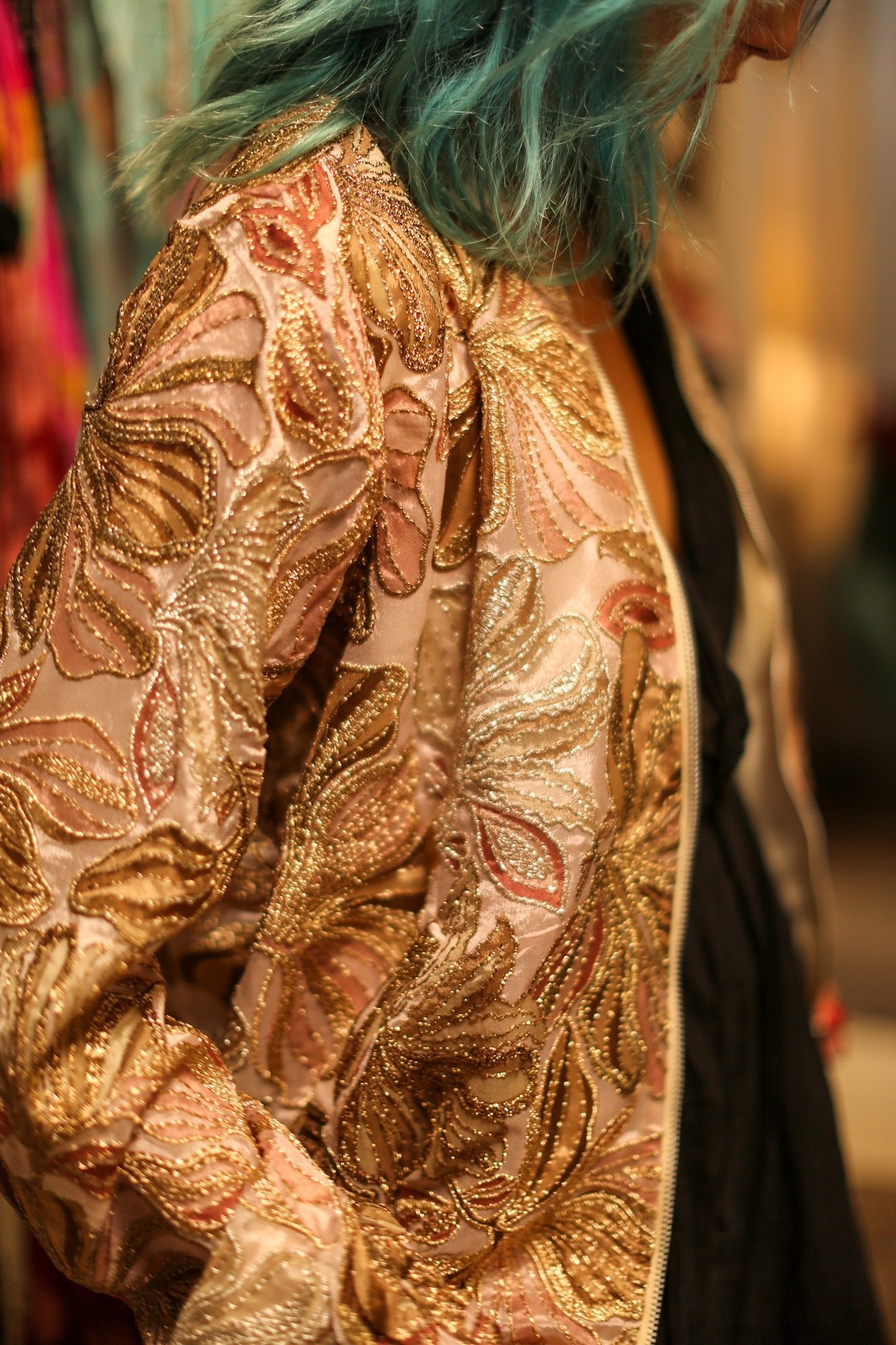 SILK SEQUIN EMBROIDERED BOMBER JACKET JUDE - BANGKOK TAILOR CLOTHING STORE - HANDMADE CLOTHING