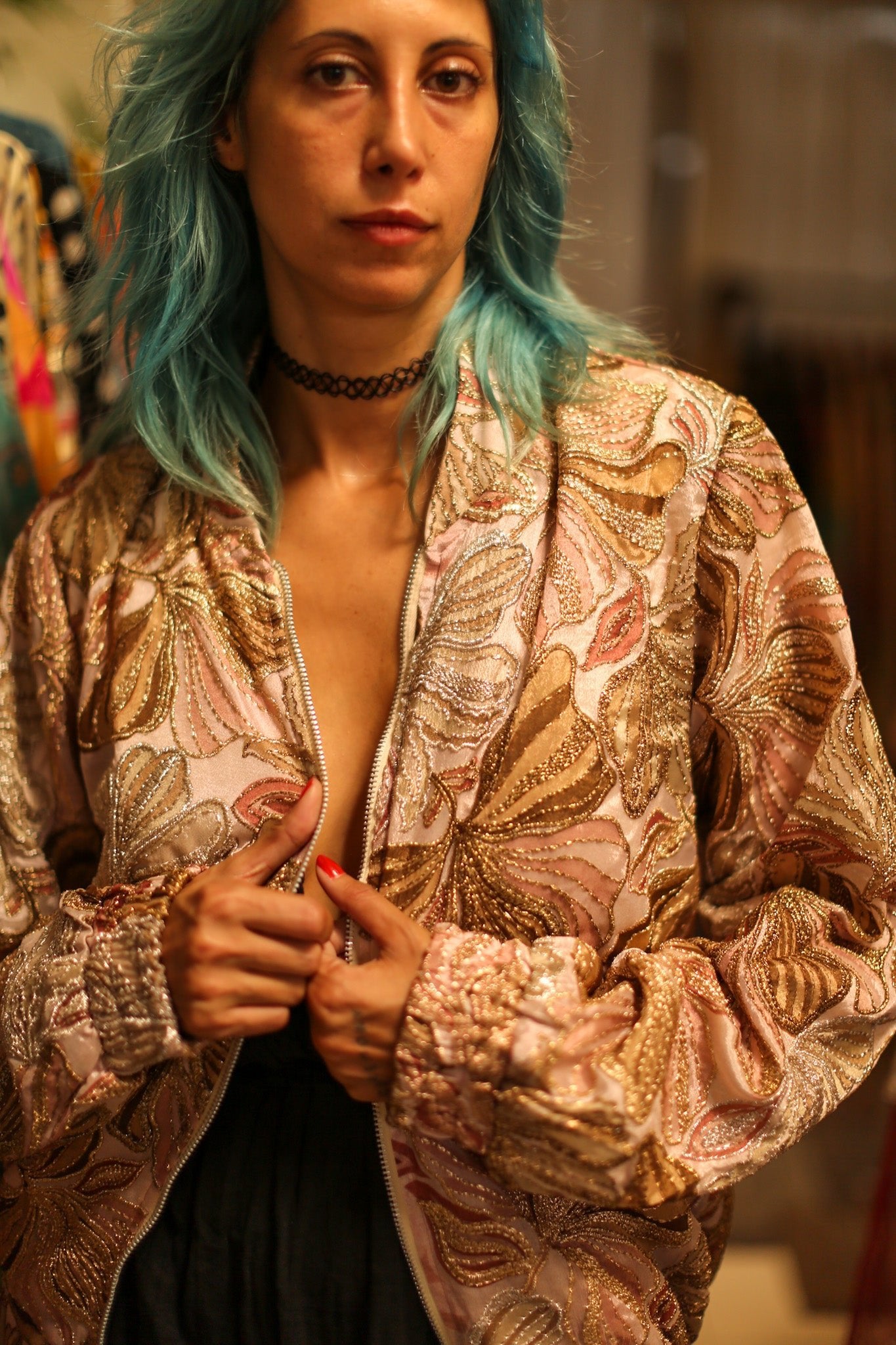 SILK SEQUIN EMBROIDERED BOMBER JACKET JUDE - BANGKOK TAILOR CLOTHING STORE - HANDMADE CLOTHING
