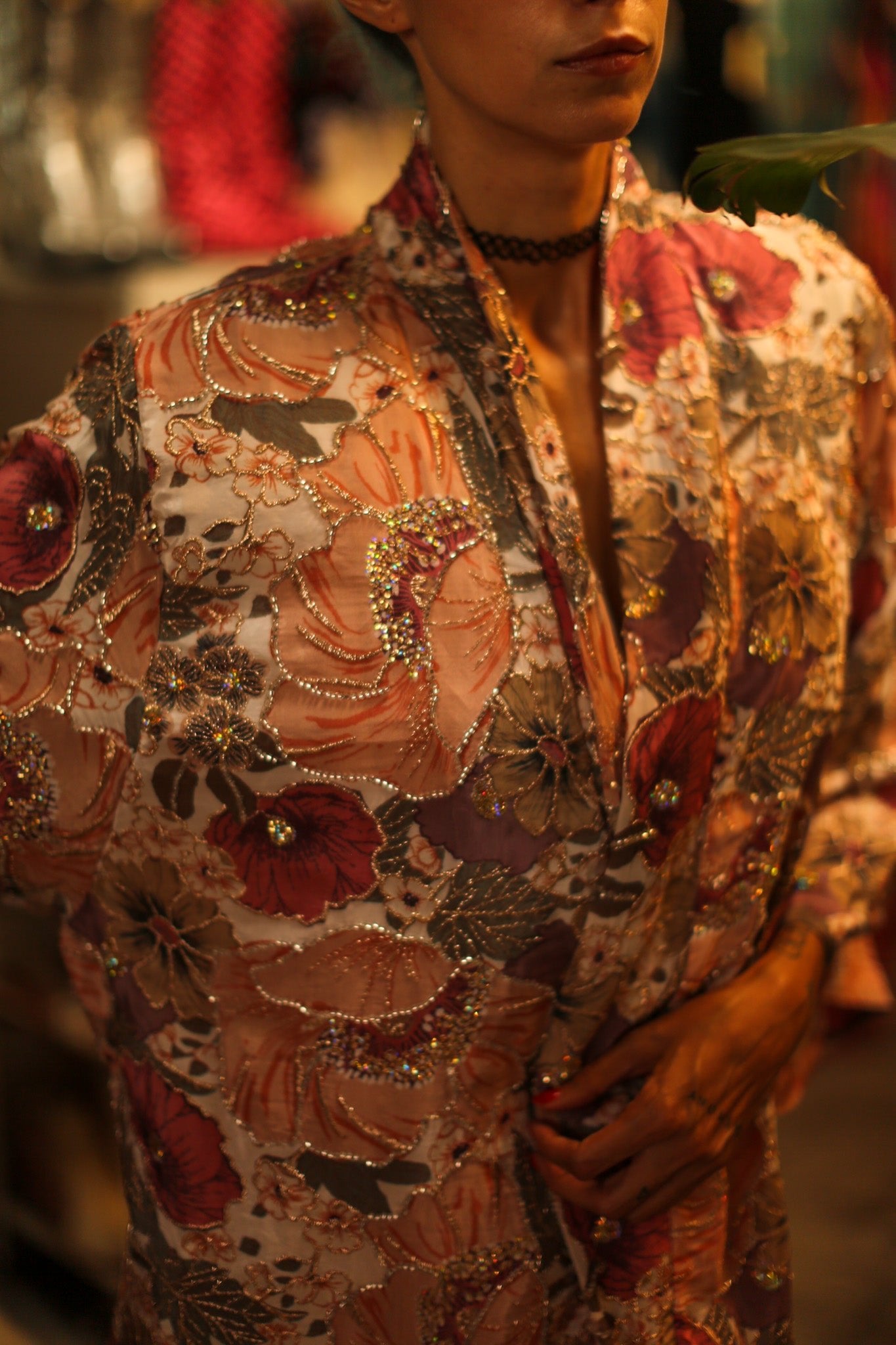 SILk SEQUIN EMBROIDERED KIMONO LUZI - BANGKOK TAILOR CLOTHING STORE - HANDMADE CLOTHING