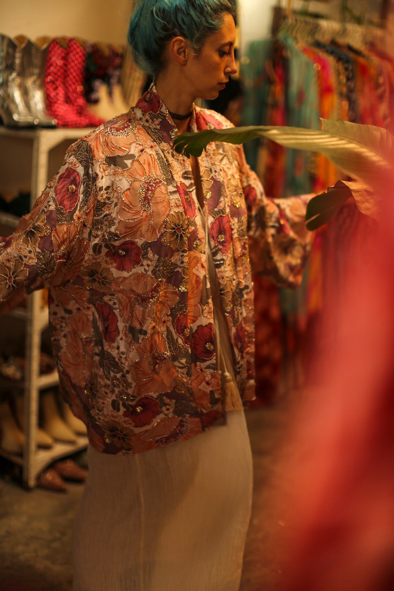 SILk SEQUIN EMBROIDERED KIMONO LUZI - BANGKOK TAILOR CLOTHING STORE - HANDMADE CLOTHING