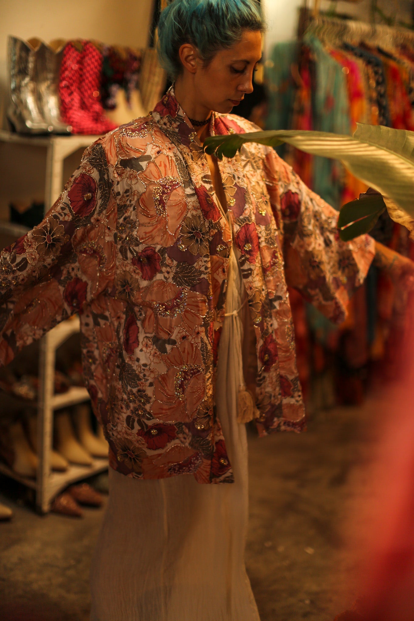 SILk SEQUIN EMBROIDERED KIMONO LUZI - BANGKOK TAILOR CLOTHING STORE - HANDMADE CLOTHING