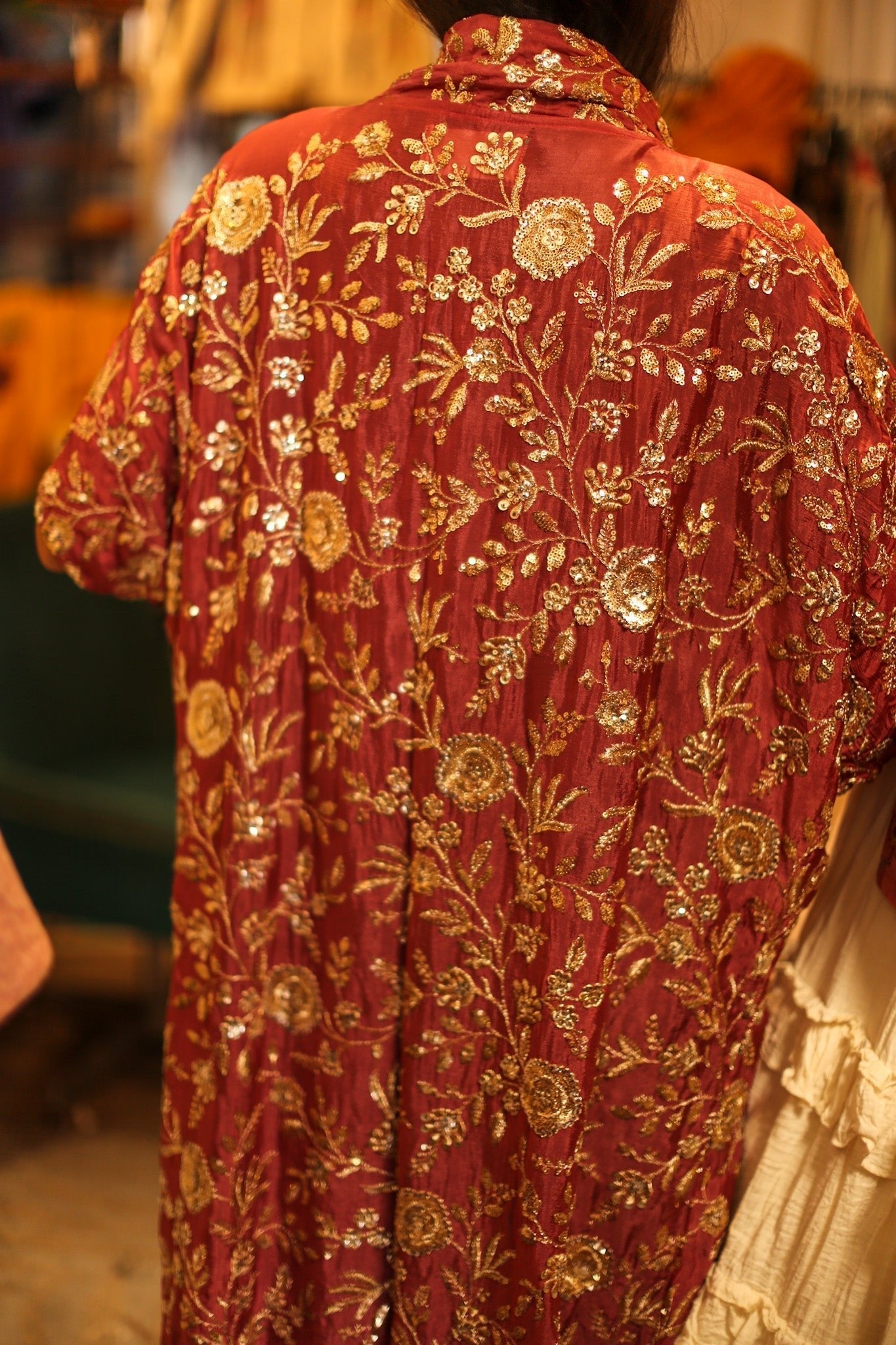 SILK SEQUIN EMBROIDERED KIMONO ODO - BANGKOK TAILOR CLOTHING STORE - HANDMADE CLOTHING