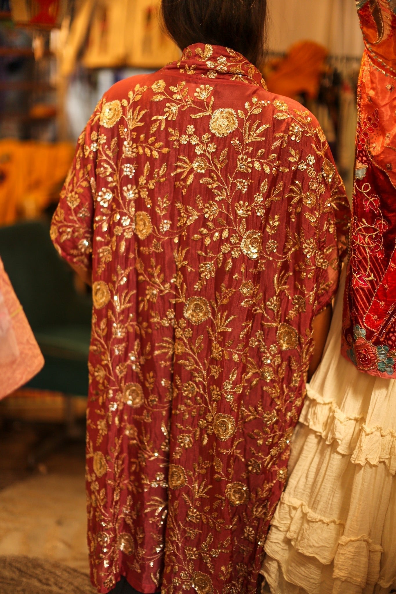 SILK SEQUIN EMBROIDERED KIMONO ODO - BANGKOK TAILOR CLOTHING STORE - HANDMADE CLOTHING