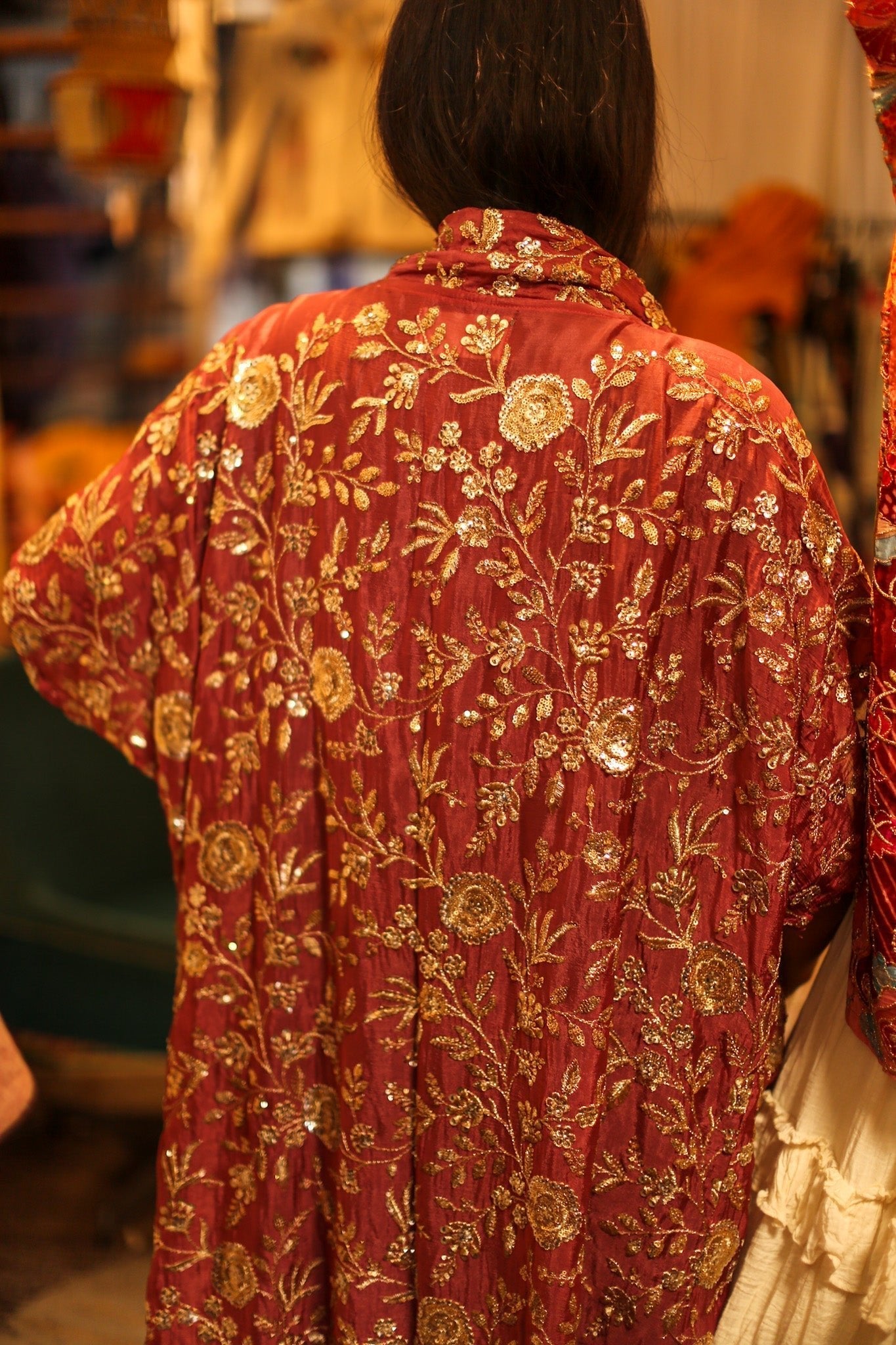 SILK SEQUIN EMBROIDERED KIMONO ODO - BANGKOK TAILOR CLOTHING STORE - HANDMADE CLOTHING