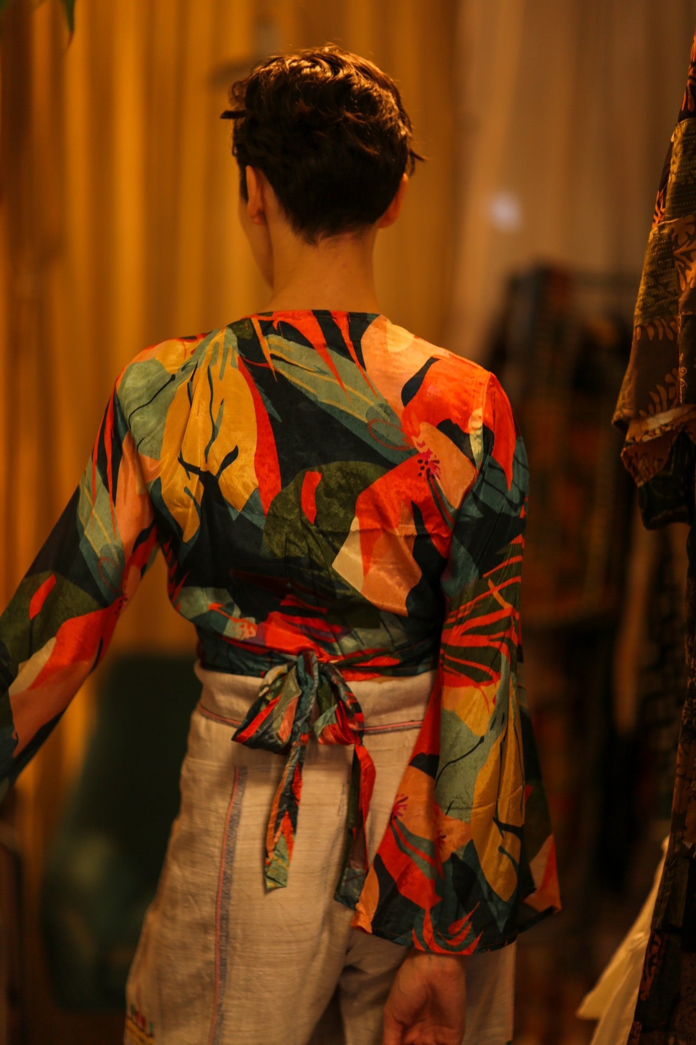 SILK WRAP TOP AURELIA DARK ORLY - BANGKOK TAILOR CLOTHING STORE - HANDMADE CLOTHING