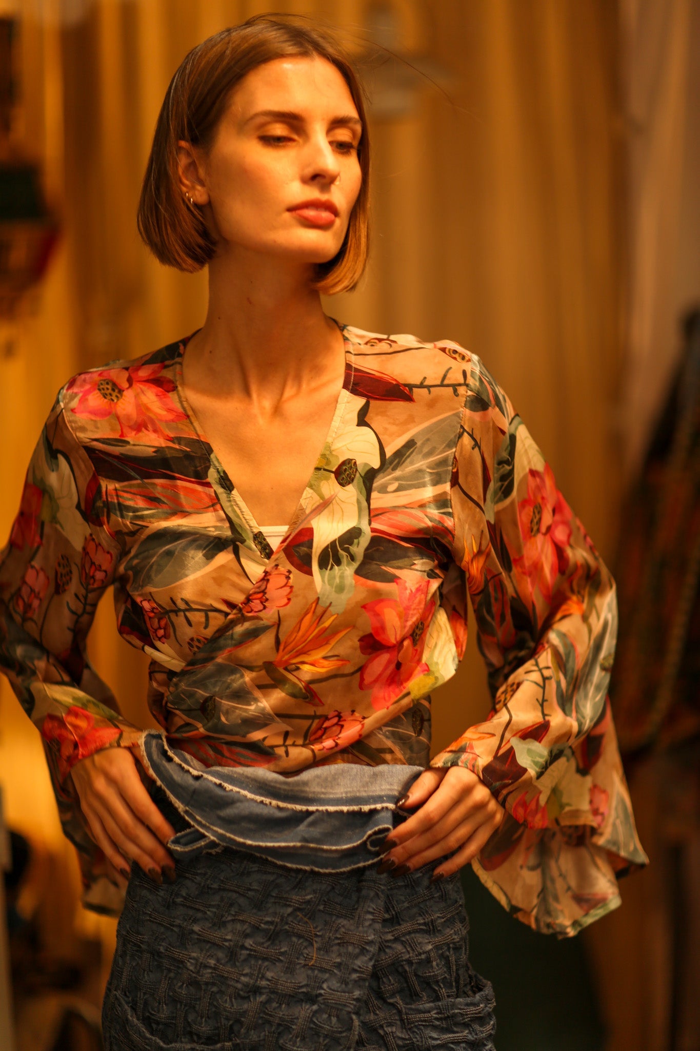 SILK WRAP TOP AURELIA LOTUS - BANGKOK TAILOR CLOTHING STORE - HANDMADE CLOTHING