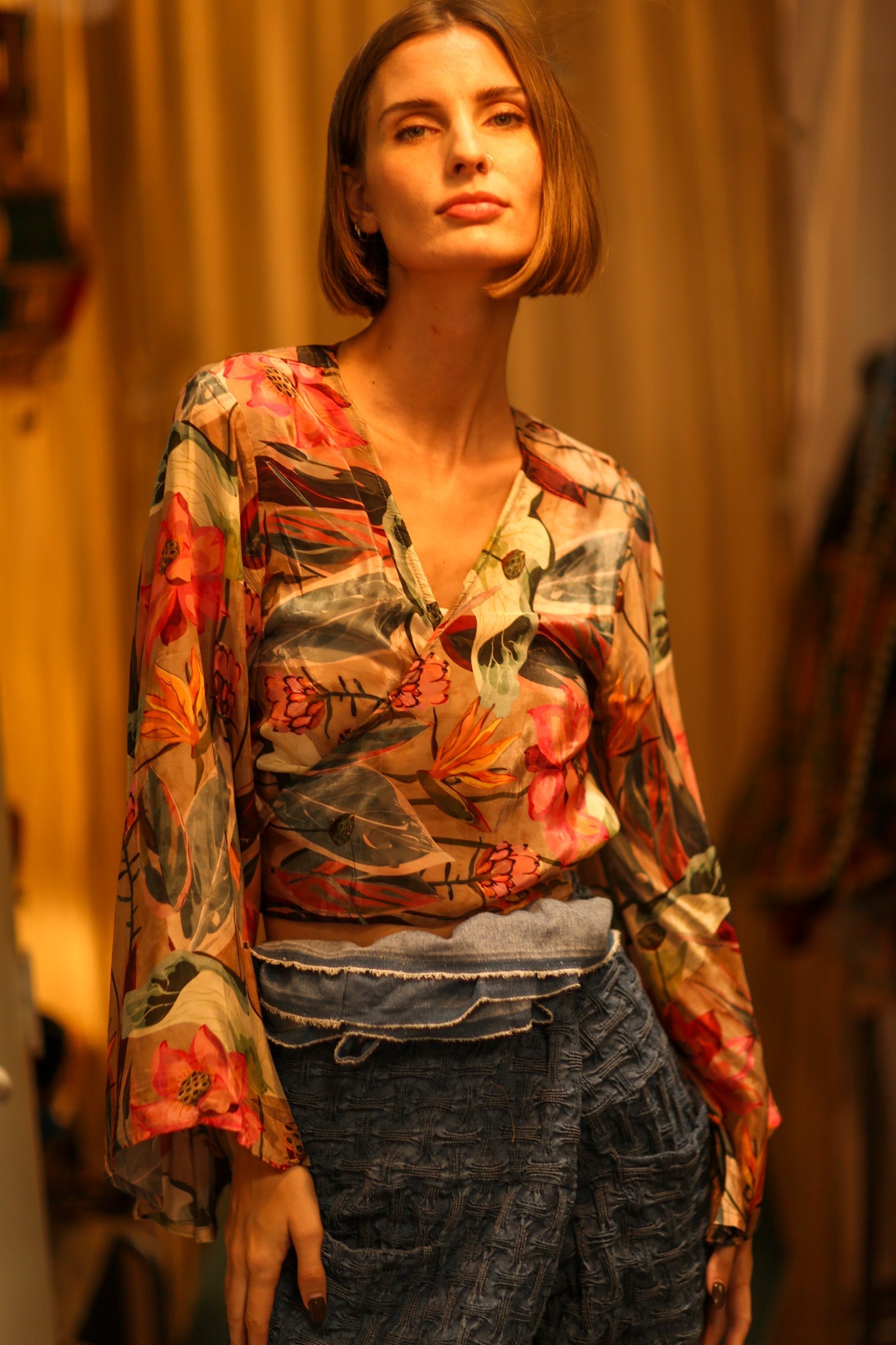 SILK WRAP TOP AURELIA LOTUS - BANGKOK TAILOR CLOTHING STORE - HANDMADE CLOTHING