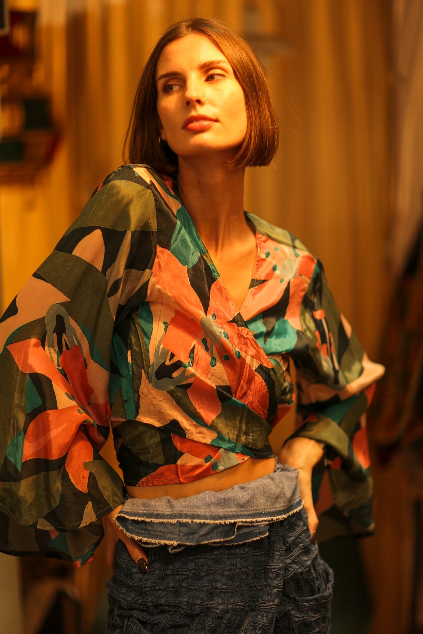 SILK WRAP TOP AURELIE TYRA - BANGKOK TAILOR CLOTHING STORE - HANDMADE CLOTHING