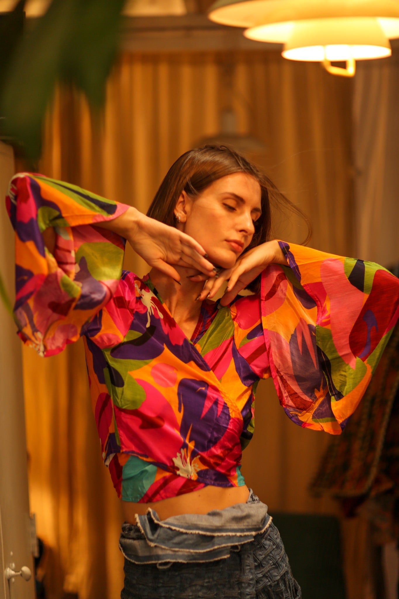 SILK WRAP TOP AVRELIA COLORFUL LADY - BANGKOK TAILOR CLOTHING STORE - HANDMADE CLOTHING