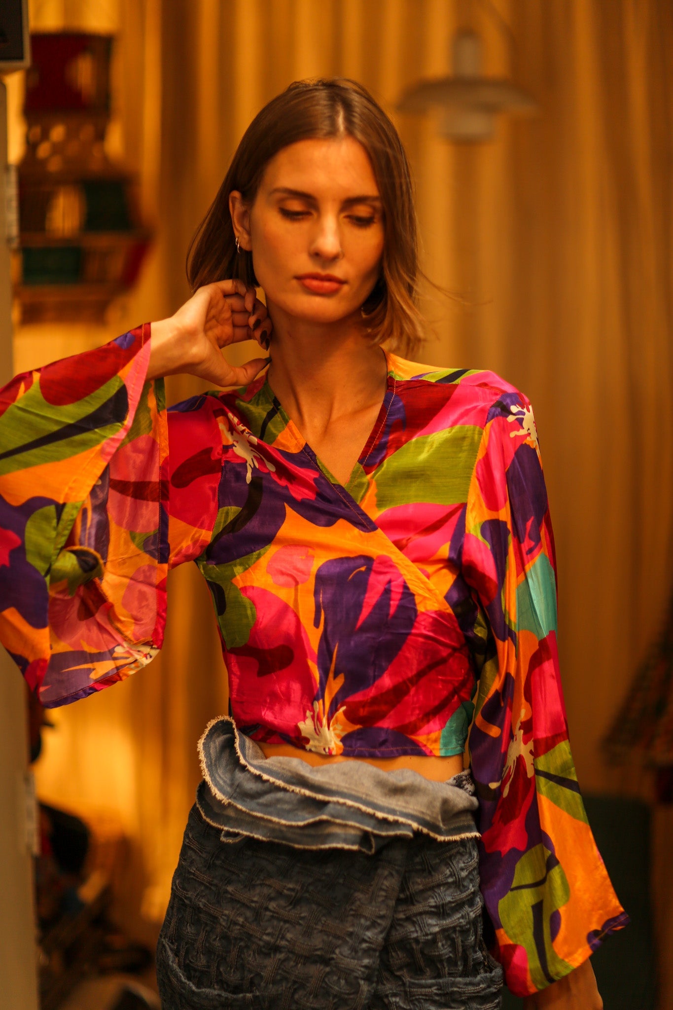 SILK WRAP TOP AVRELIA COLORFUL LADY - BANGKOK TAILOR CLOTHING STORE - HANDMADE CLOTHING