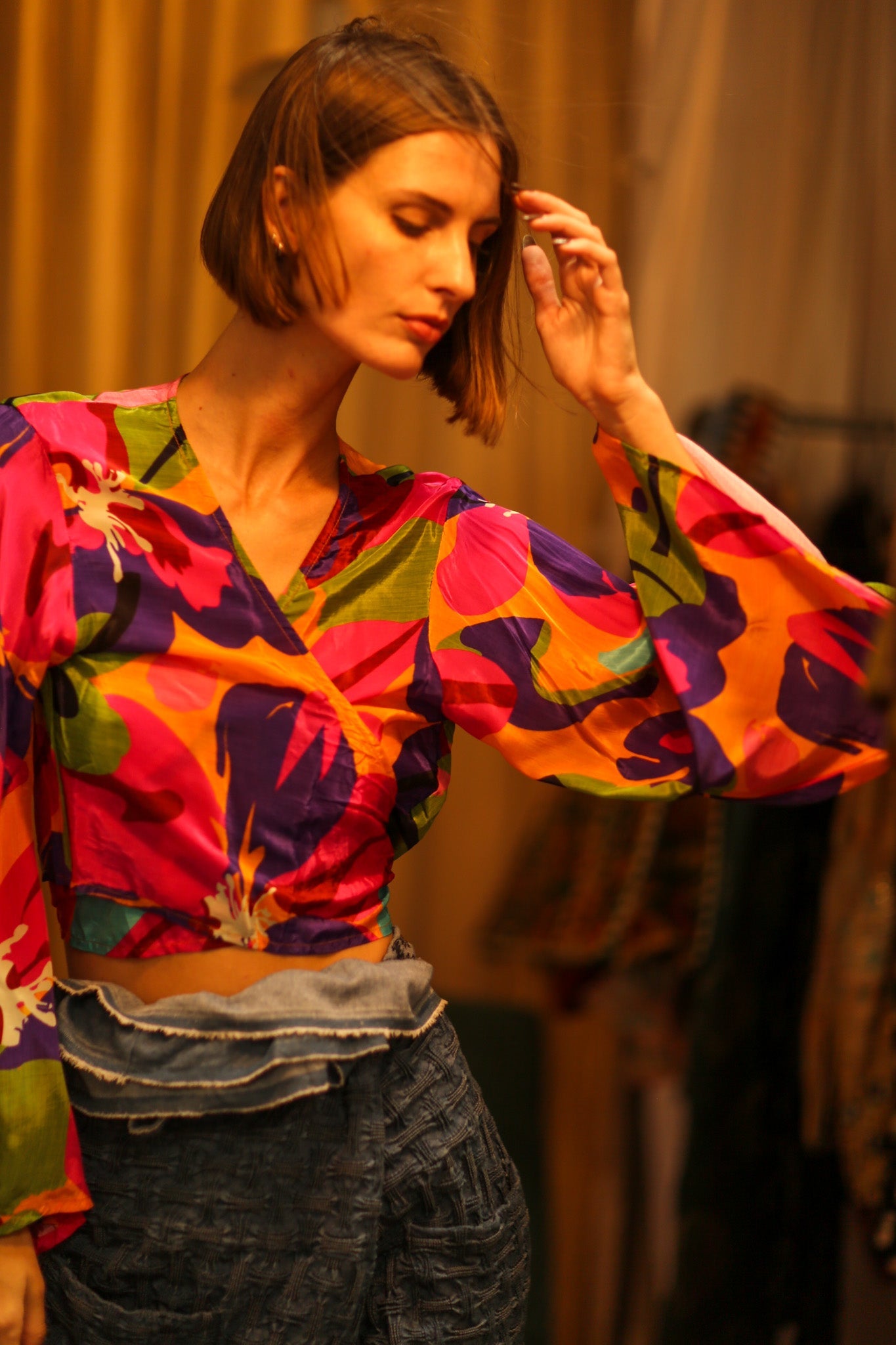SILK WRAP TOP AVRELIA COLORFUL LADY - BANGKOK TAILOR CLOTHING STORE - HANDMADE CLOTHING