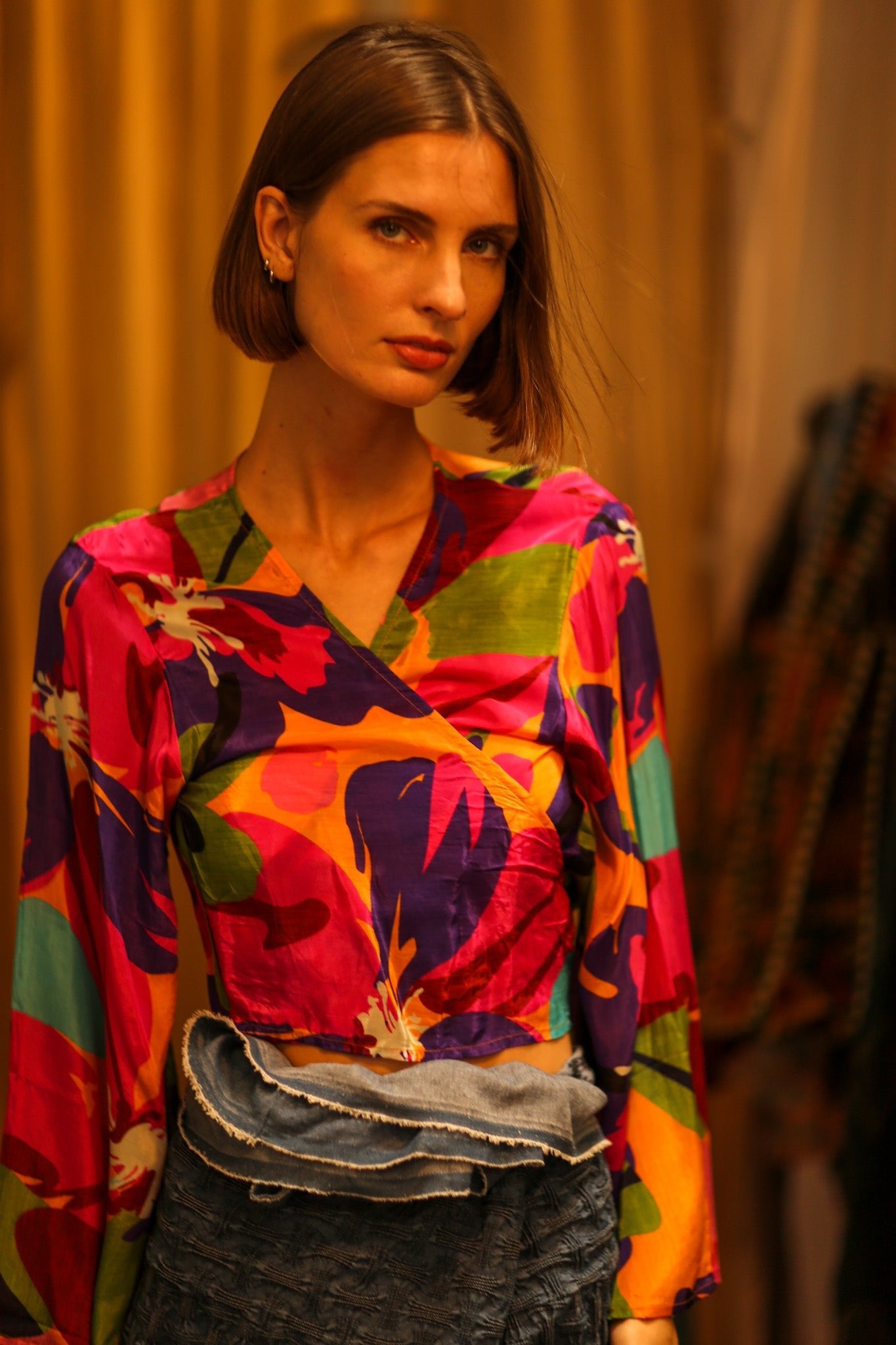 SILK WRAP TOP AVRELIA COLORFUL LADY - BANGKOK TAILOR CLOTHING STORE - HANDMADE CLOTHING