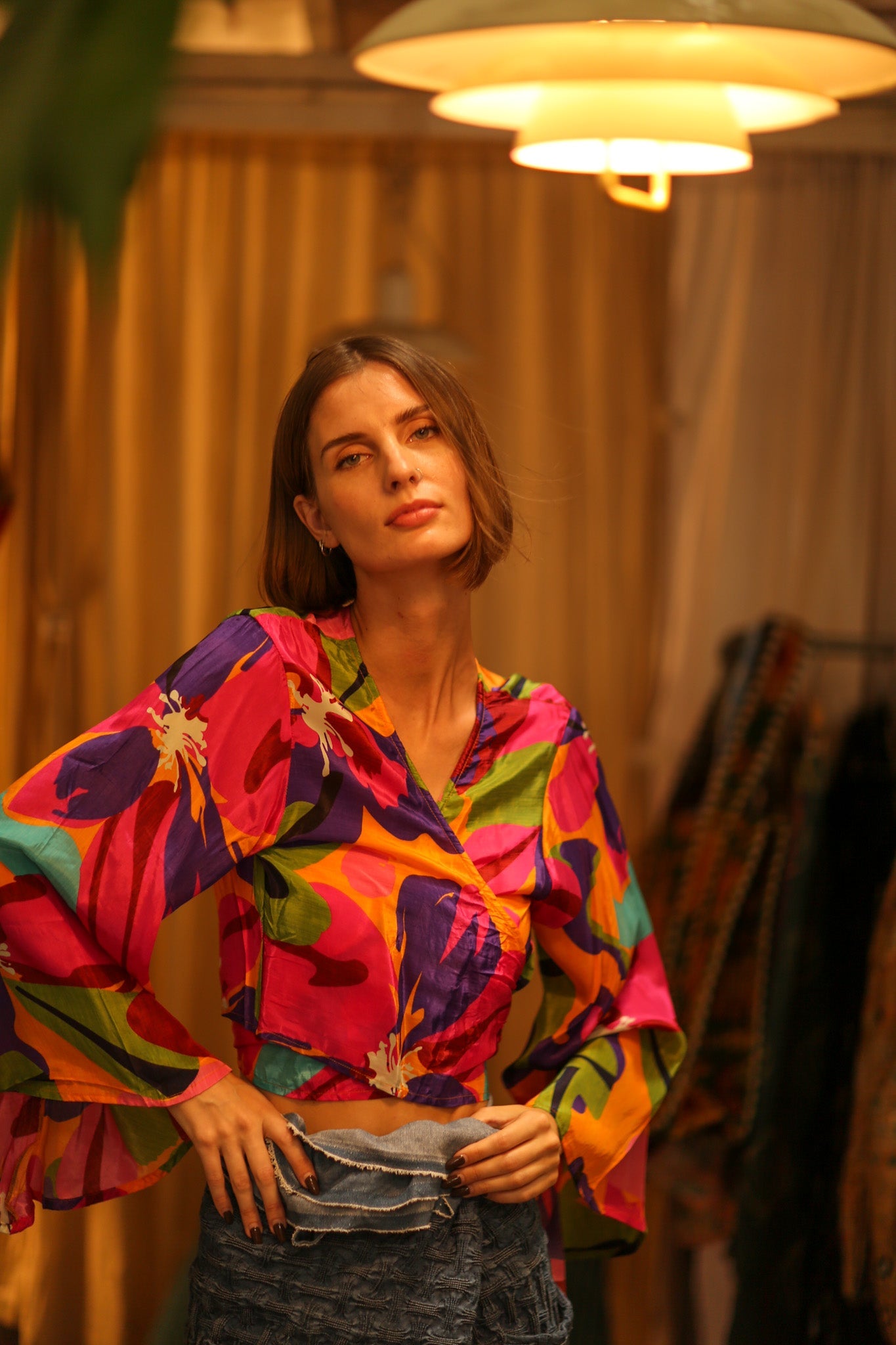 SILK WRAP TOP AVRELIA COLORFUL LADY - BANGKOK TAILOR CLOTHING STORE - HANDMADE CLOTHING