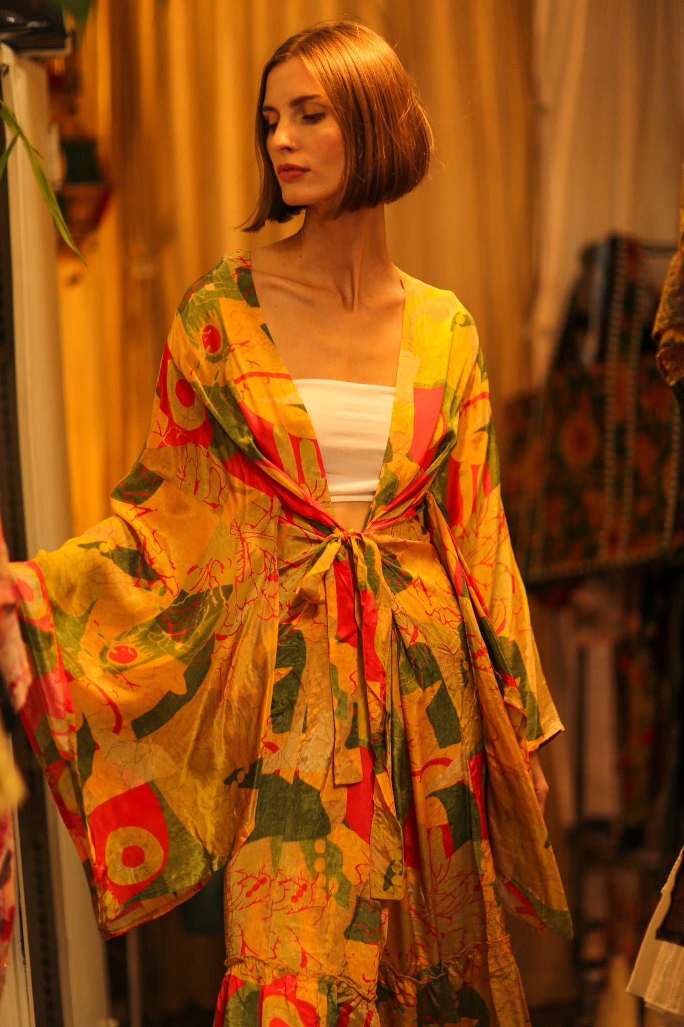 SILK XXL WING KIMONO MONI - BANGKOK TAILOR CLOTHING STORE - HANDMADE CLOTHING