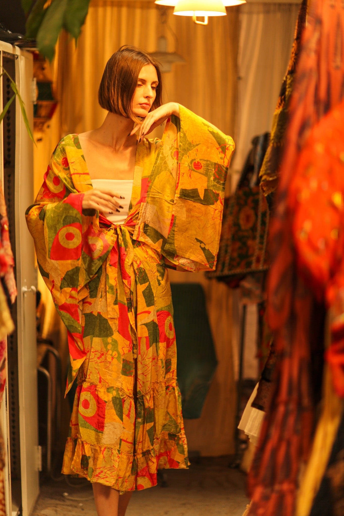 SILK XXL WING KIMONO MONI - BANGKOK TAILOR CLOTHING STORE - HANDMADE CLOTHING