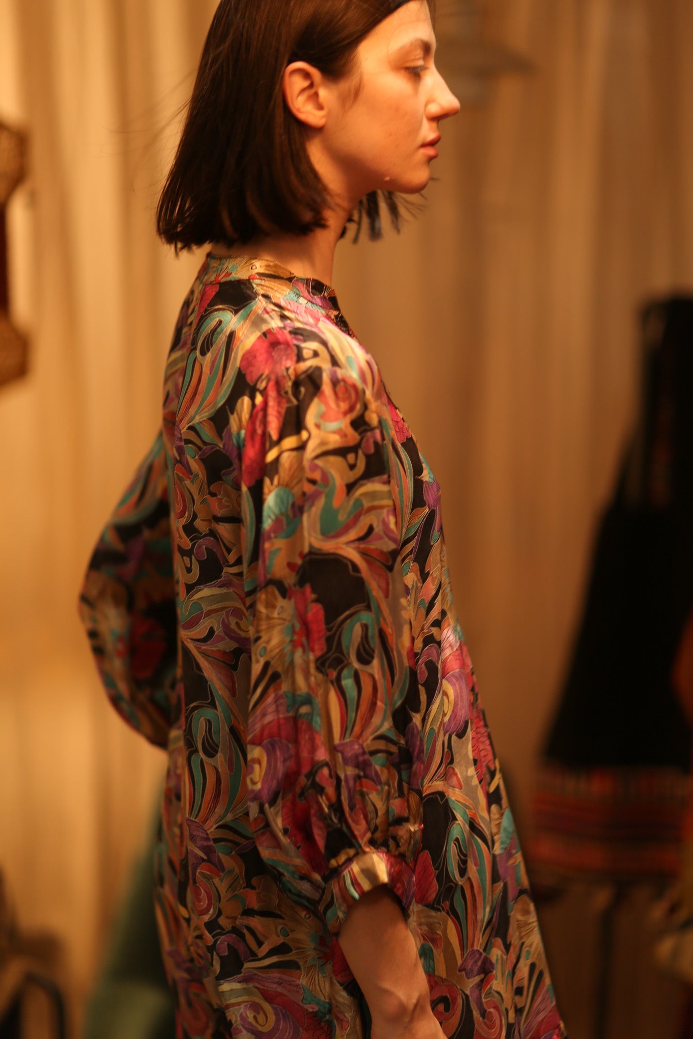 SUSIE SILK DRESS BLACK JUNGLE FEVER - BANGKOK TAILOR CLOTHING STORE - HANDMADE CLOTHING