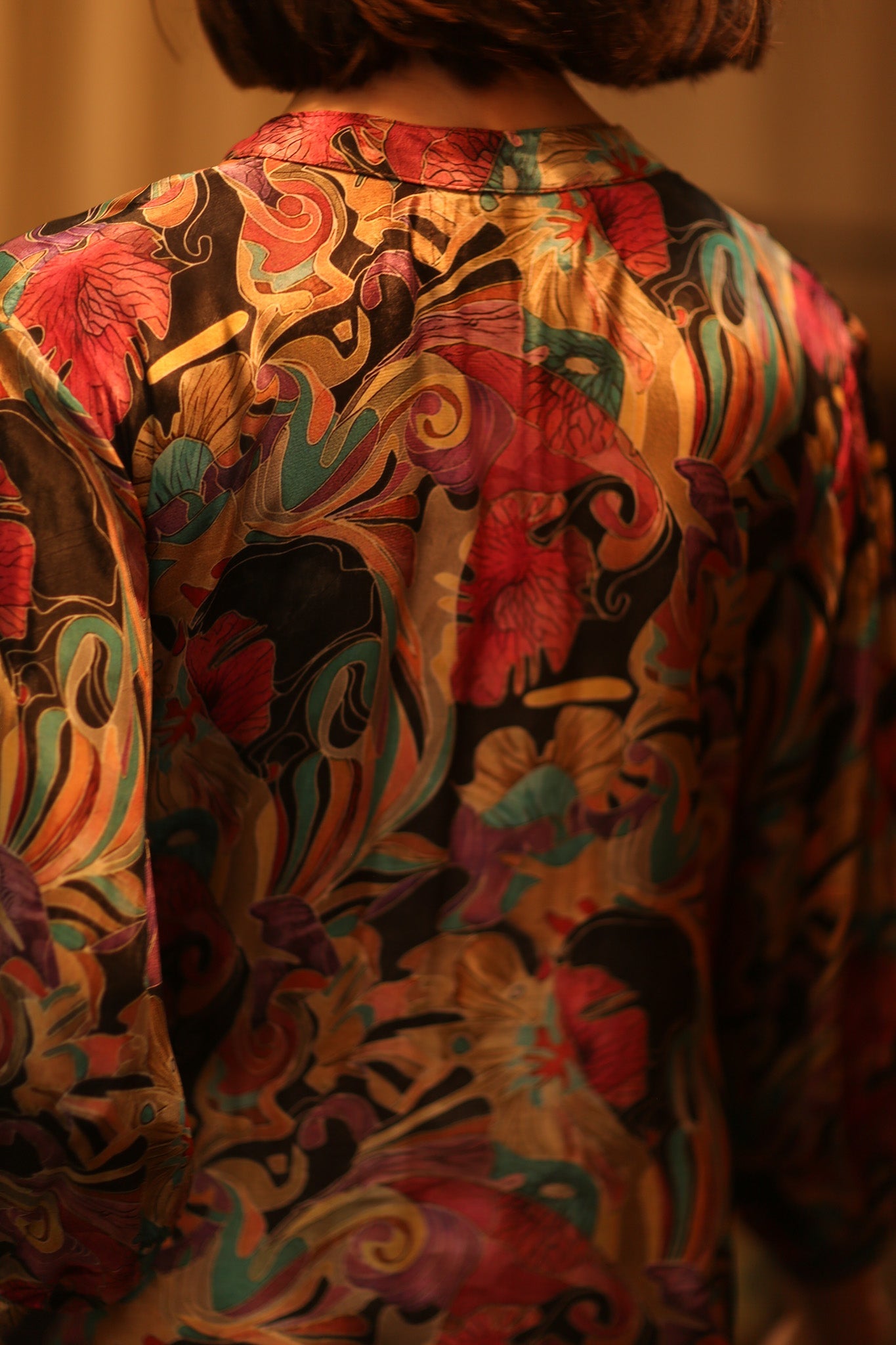 SUSIE SILK DRESS BLACK JUNGLE FEVER - BANGKOK TAILOR CLOTHING STORE - HANDMADE CLOTHING