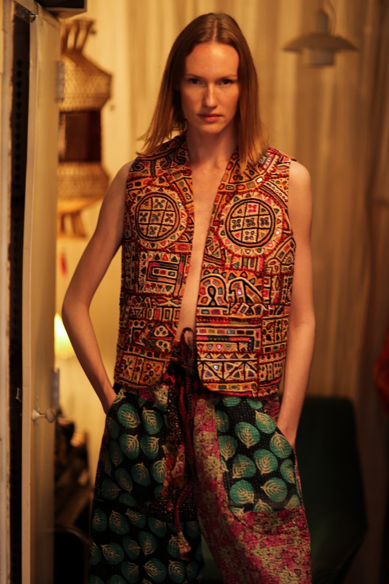 TENZIN HANDMADE EMBROIDERED GILET RED - BANGKOK TAILOR CLOTHING STORE - HANDMADE CLOTHING