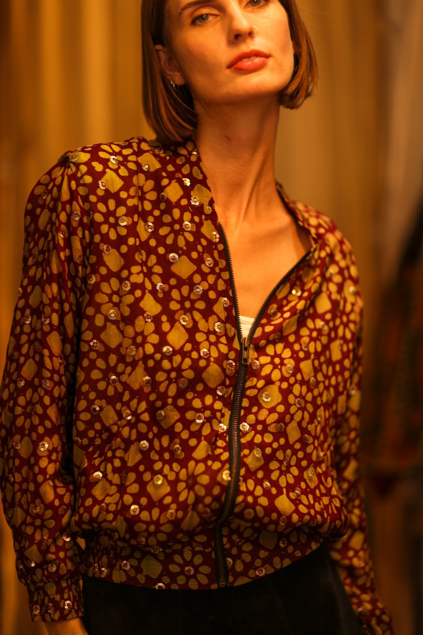 TOBIAS SILK EMBROIDERED BOMBER JACKET - BANGKOK TAILOR CLOTHING STORE - HANDMADE CLOTHING