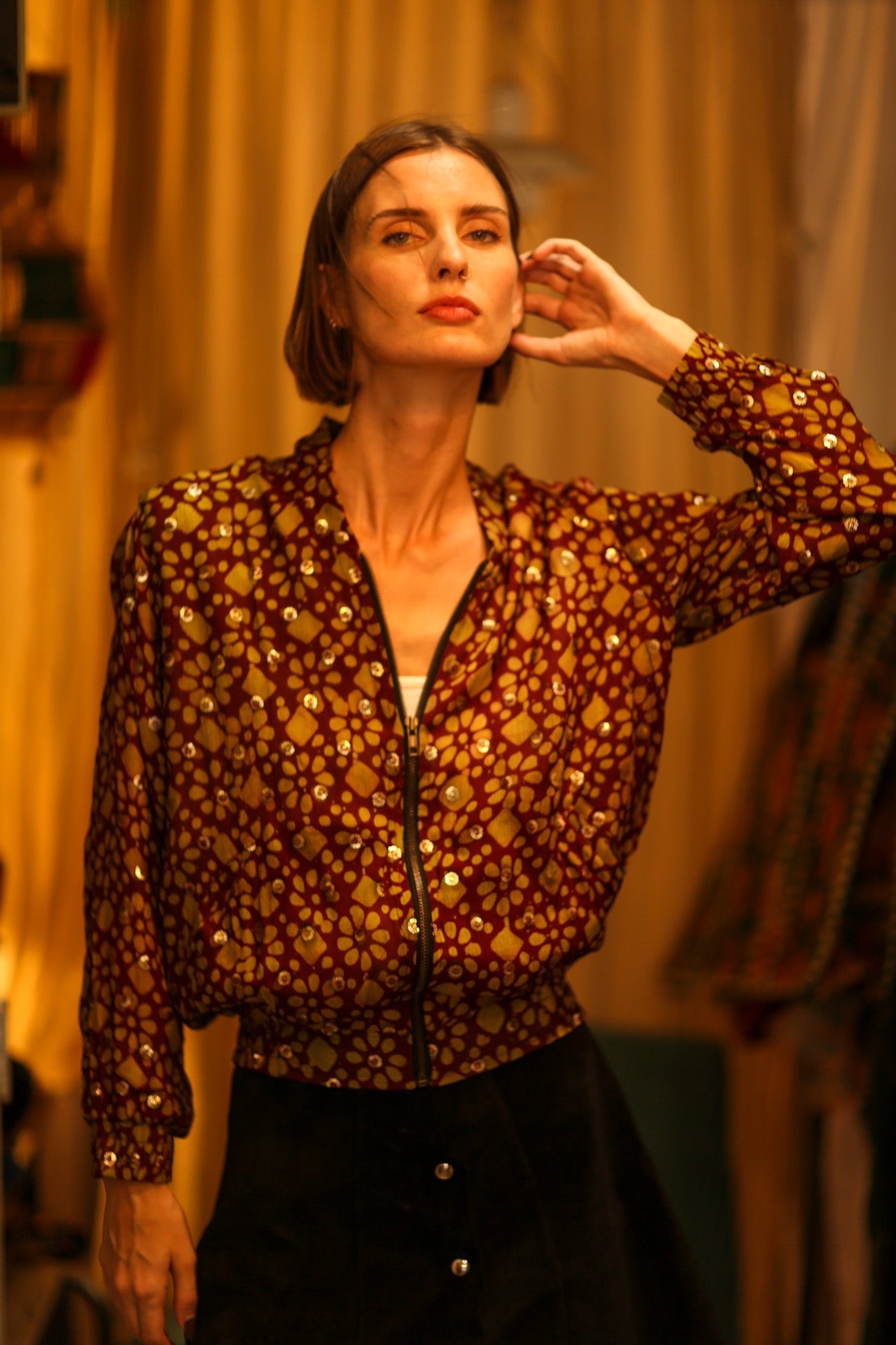 TOBIAS SILK EMBROIDERED BOMBER JACKET - BANGKOK TAILOR CLOTHING STORE - HANDMADE CLOTHING