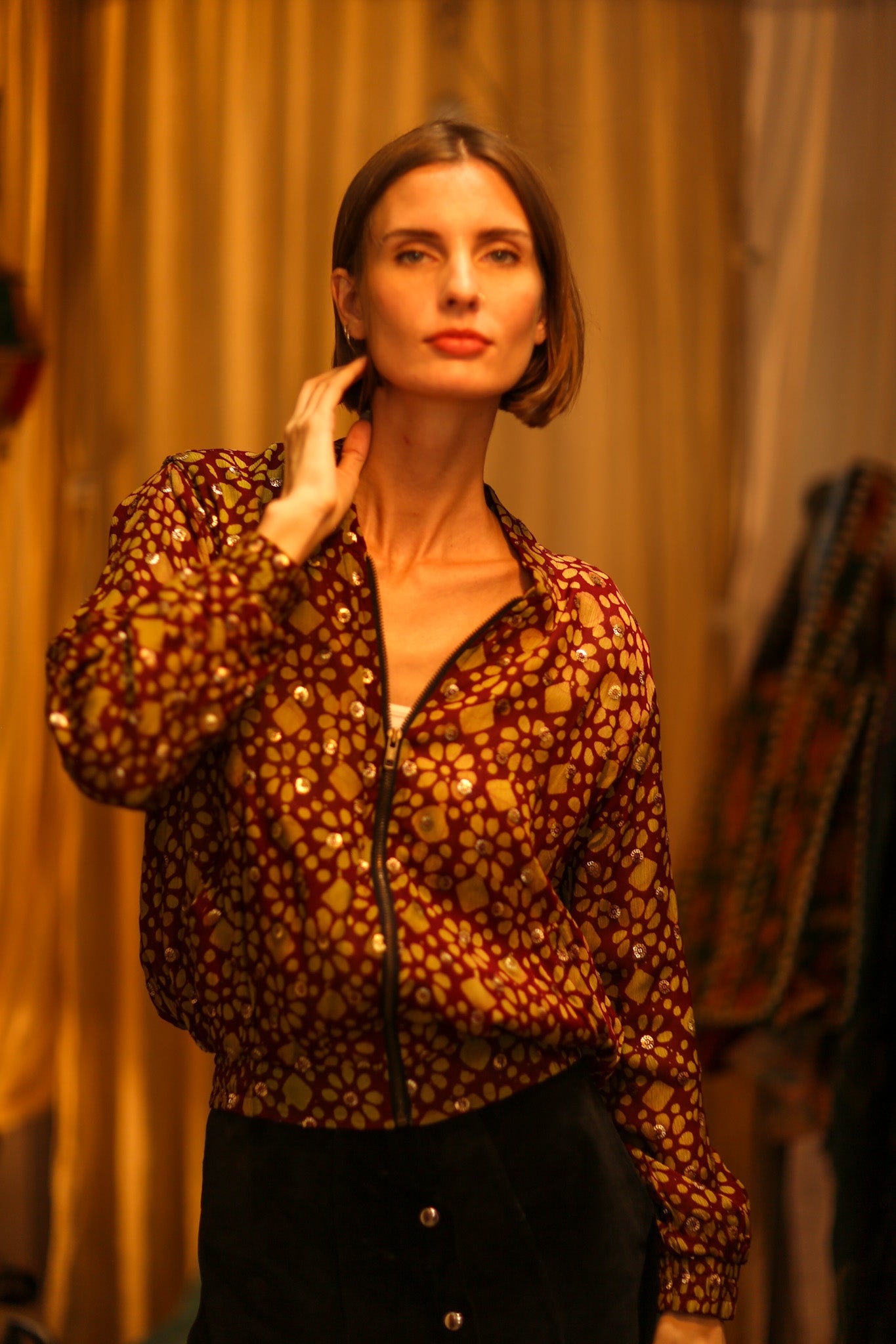 TOBIAS SILK EMBROIDERED BOMBER JACKET - BANGKOK TAILOR CLOTHING STORE - HANDMADE CLOTHING