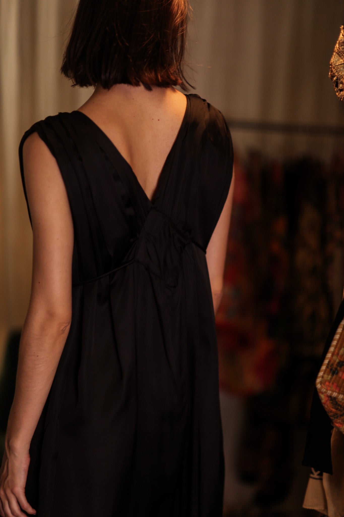 VICTORIA SILK DRESS PITCH BLACK - BANGKOK TAILOR CLOTHING STORE - HANDMADE CLOTHING