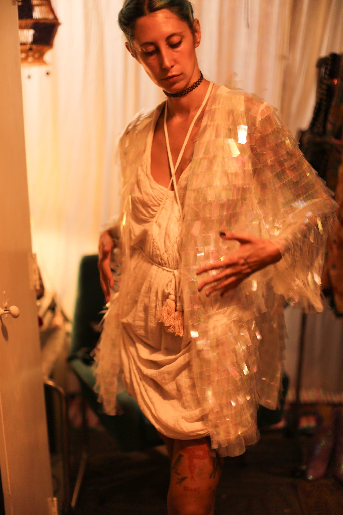 WHITE GLITTER KIMONO HEIKY - BANGKOK TAILOR CLOTHING STORE - HANDMADE CLOTHING