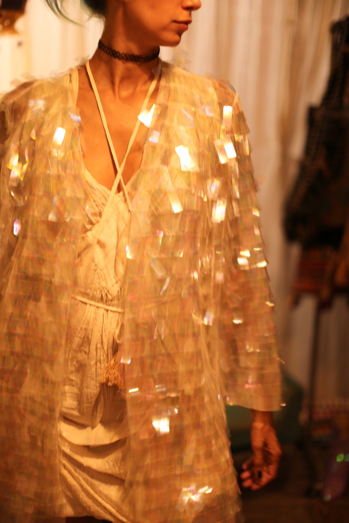 WHITE GLITTER KIMONO HEIKY - BANGKOK TAILOR CLOTHING STORE - HANDMADE CLOTHING
