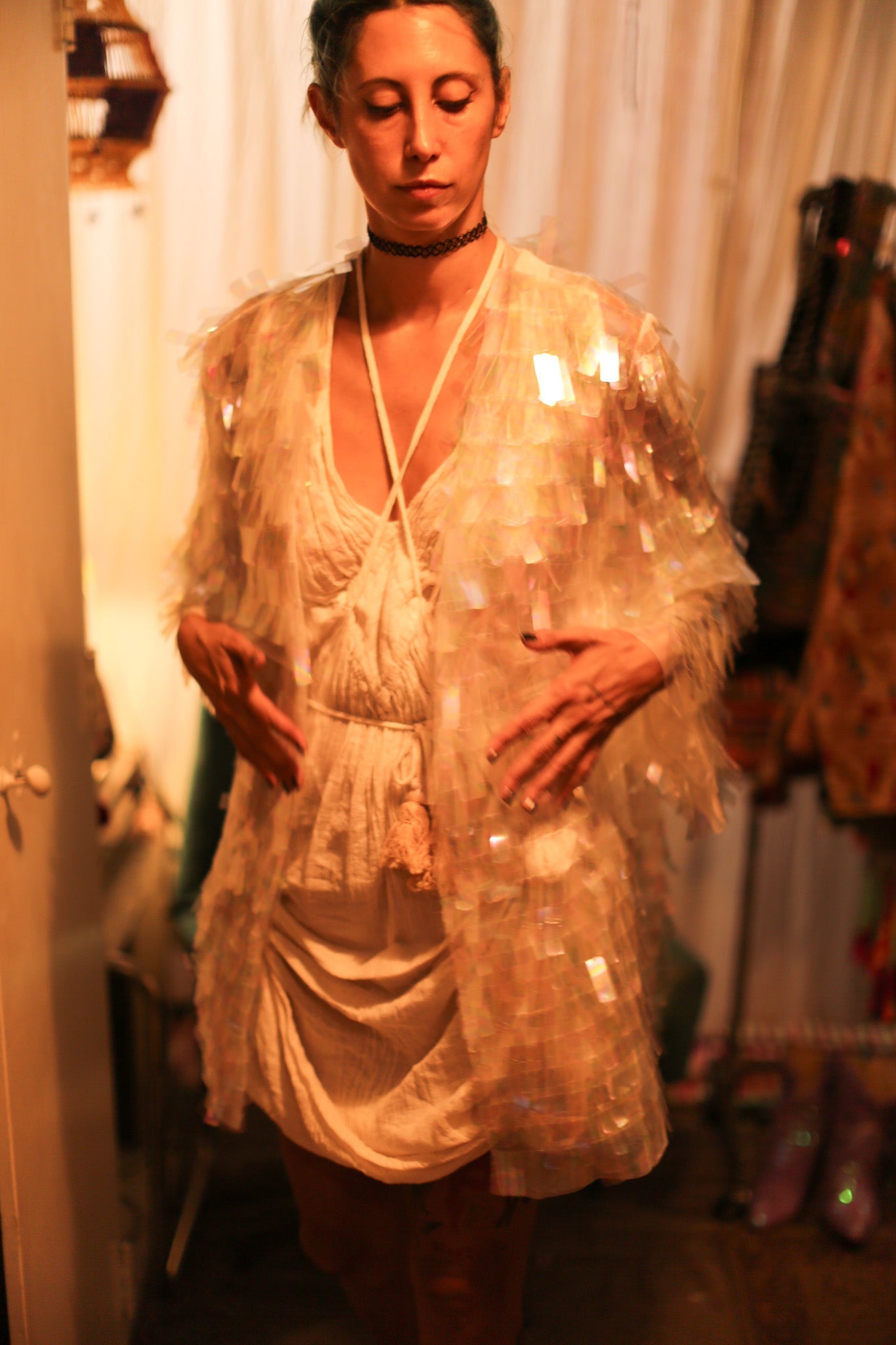WHITE GLITTER KIMONO HEIKY - BANGKOK TAILOR CLOTHING STORE - HANDMADE CLOTHING