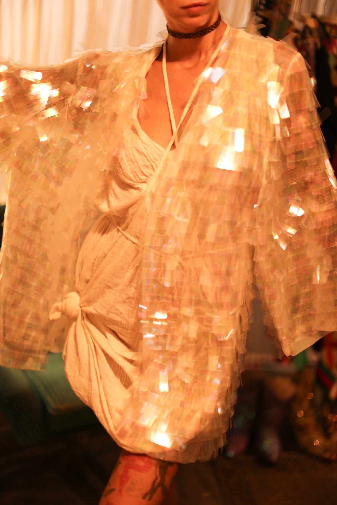 WHITE GLITTER KIMONO HEIKY - BANGKOK TAILOR CLOTHING STORE - HANDMADE CLOTHING