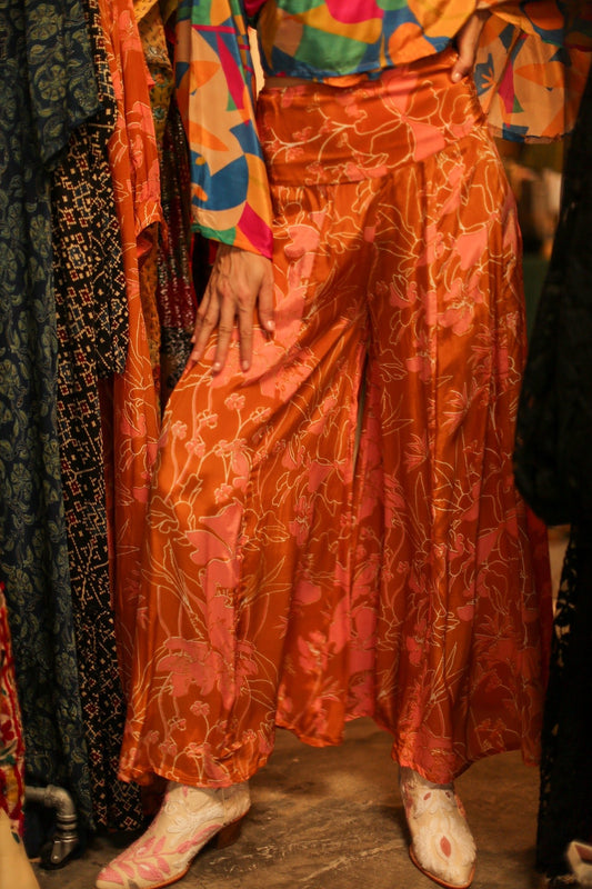 WIDE LEG SILK PANTS RUBY - BANGKOK TAILOR CLOTHING STORE - HANDMADE CLOTHING