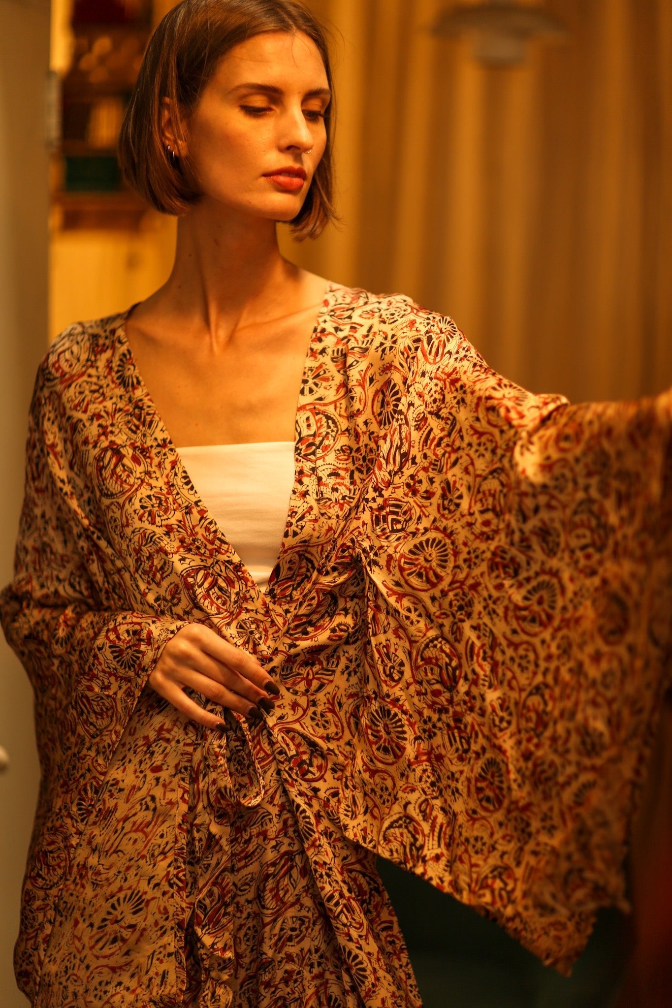 XXL WING SILk KIMONO PINA - BANGKOK TAILOR CLOTHING STORE - HANDMADE CLOTHING