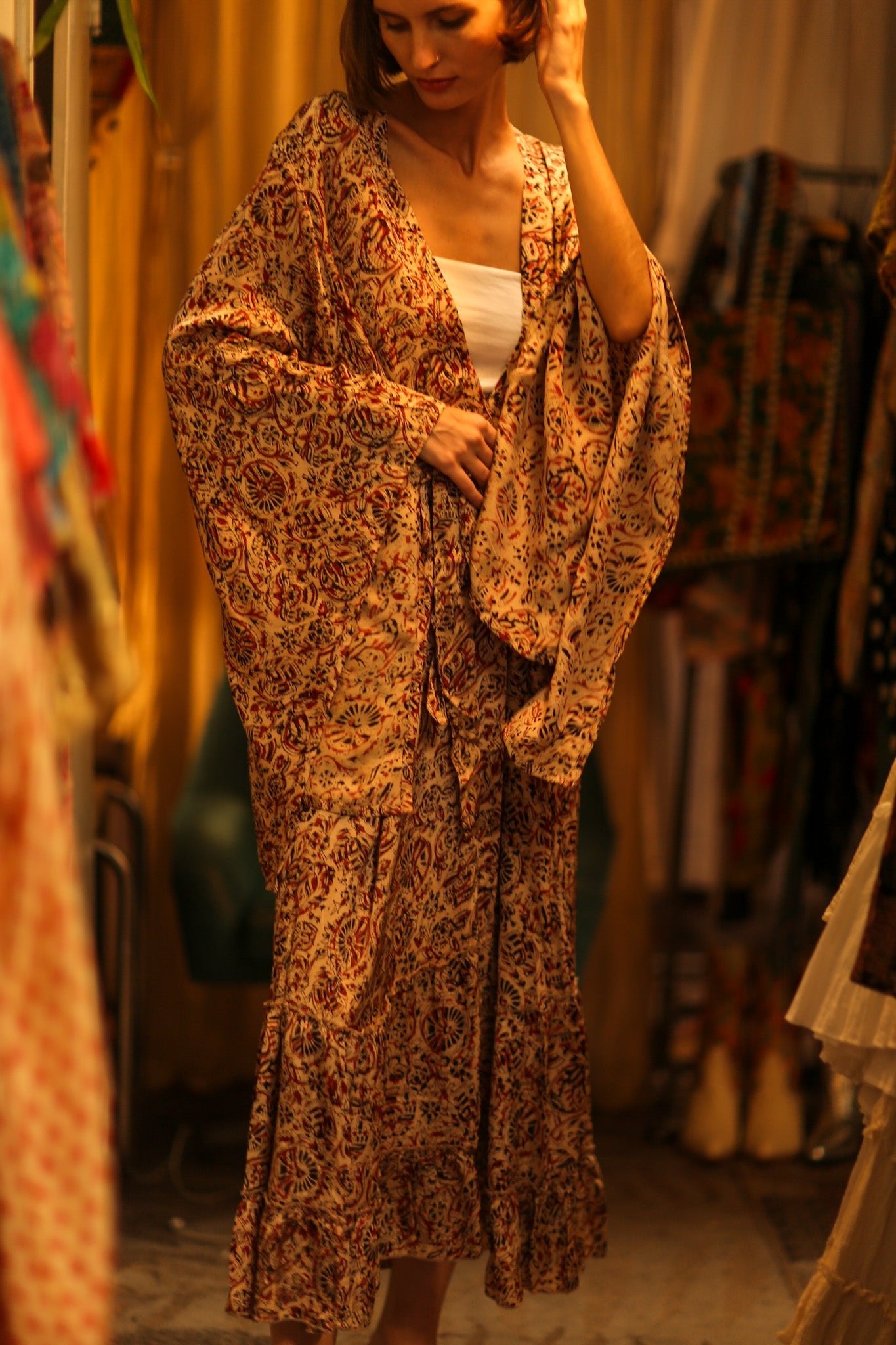 XXL WING SILk KIMONO PINA - BANGKOK TAILOR CLOTHING STORE - HANDMADE CLOTHING