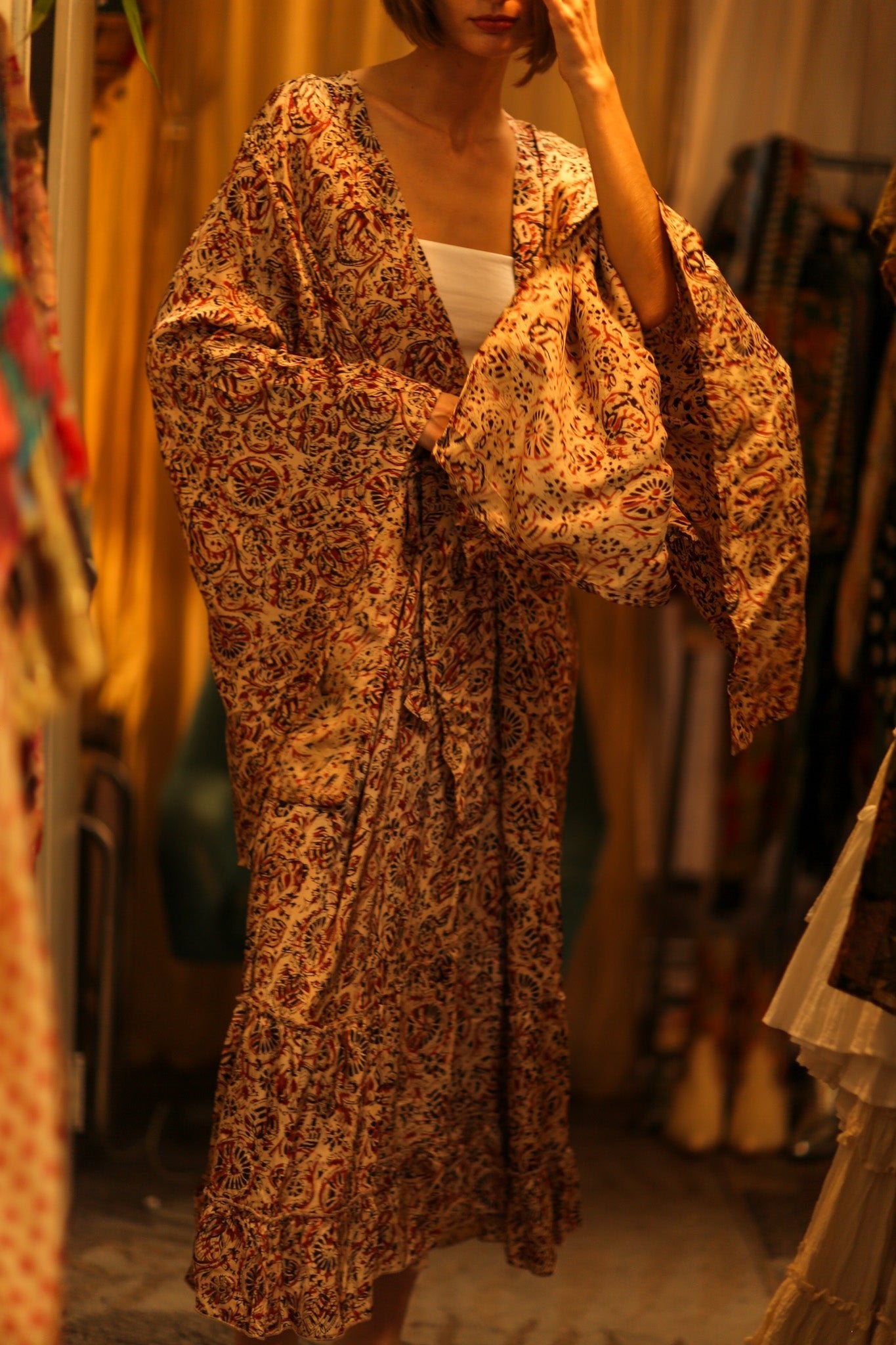 XXL WING SILk KIMONO PINA - BANGKOK TAILOR CLOTHING STORE - HANDMADE CLOTHING