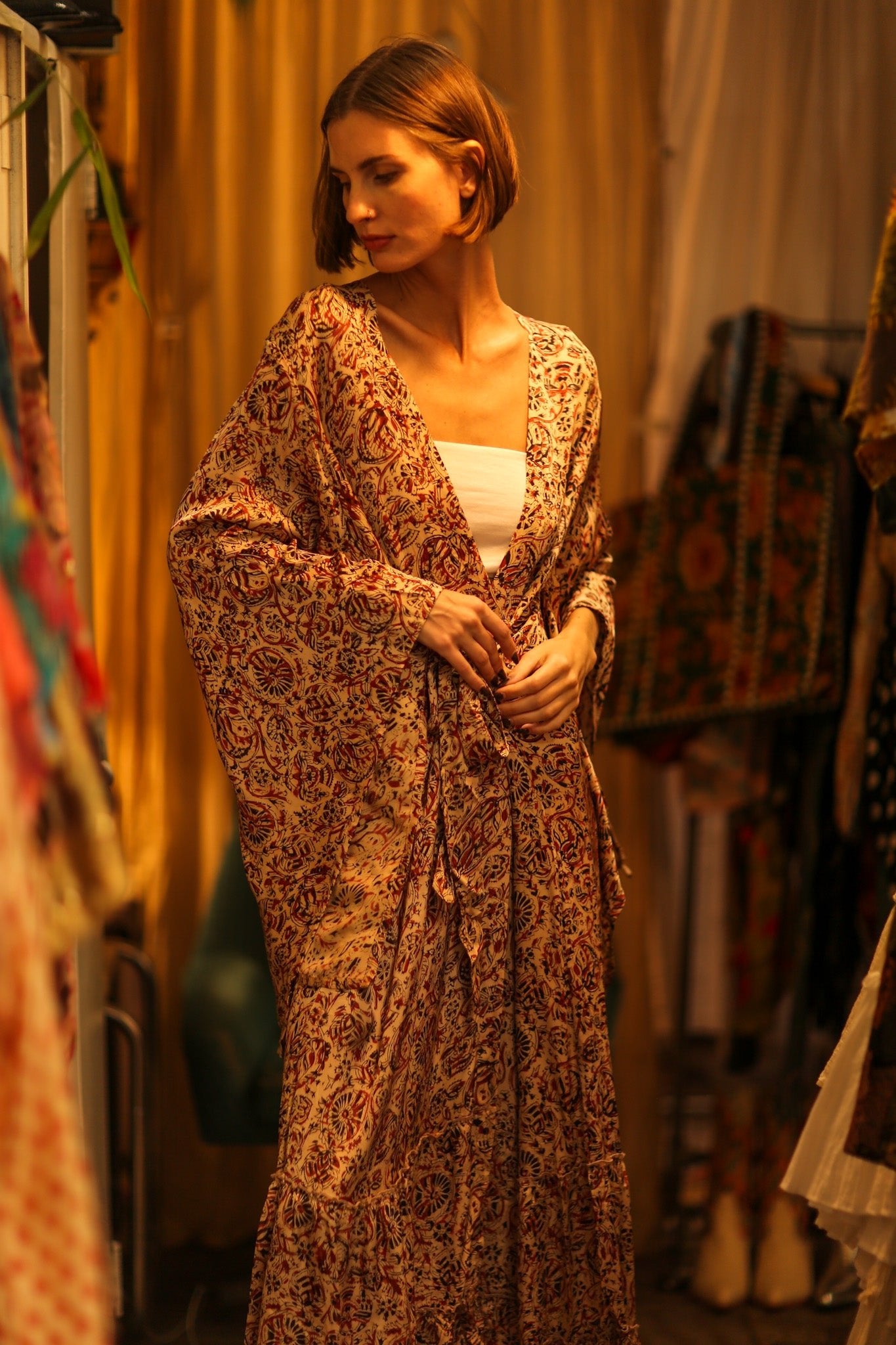 XXL WING SILk KIMONO PINA - BANGKOK TAILOR CLOTHING STORE - HANDMADE CLOTHING