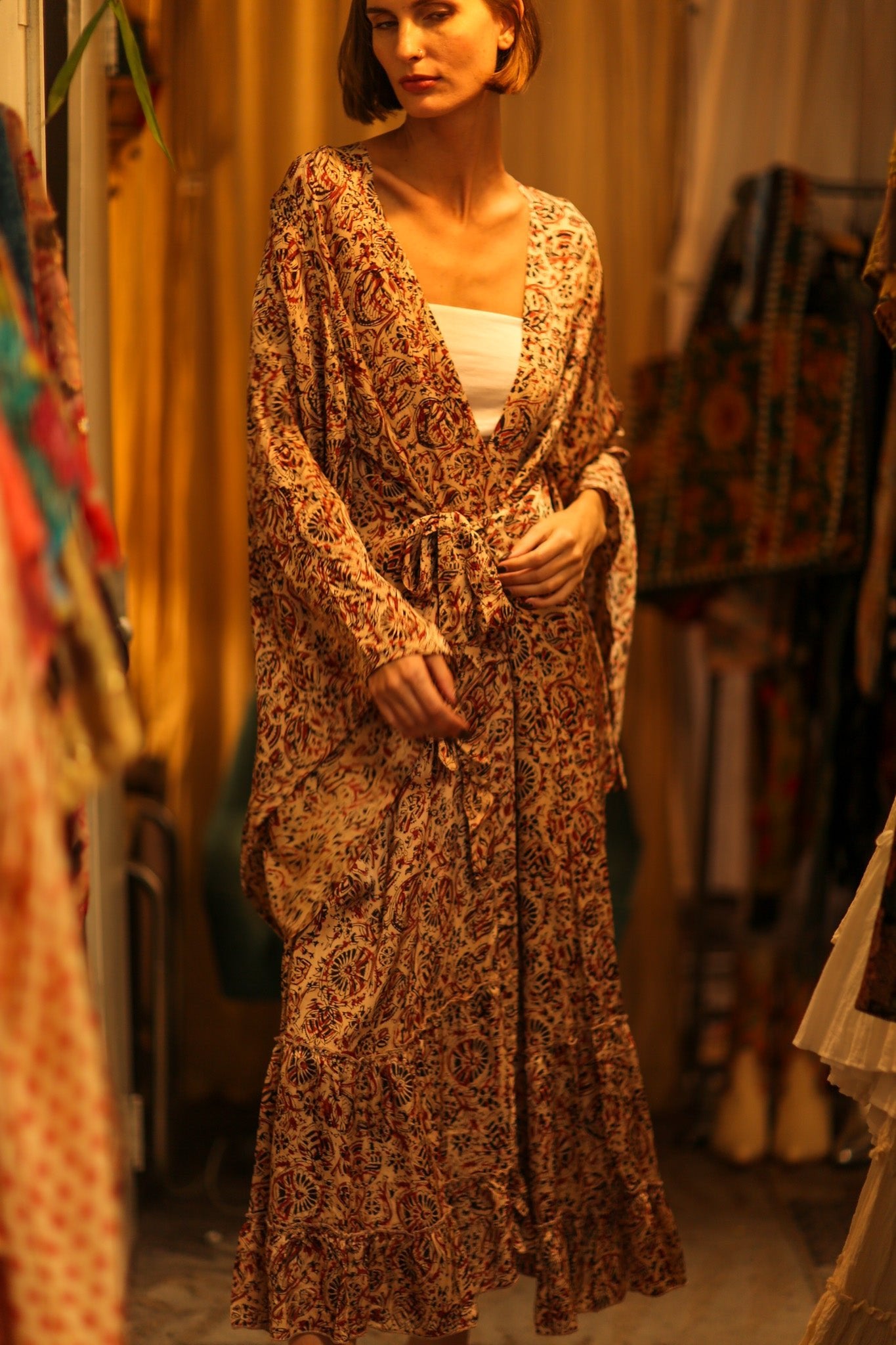 XXL WING SILk KIMONO PINA - BANGKOK TAILOR CLOTHING STORE - HANDMADE CLOTHING