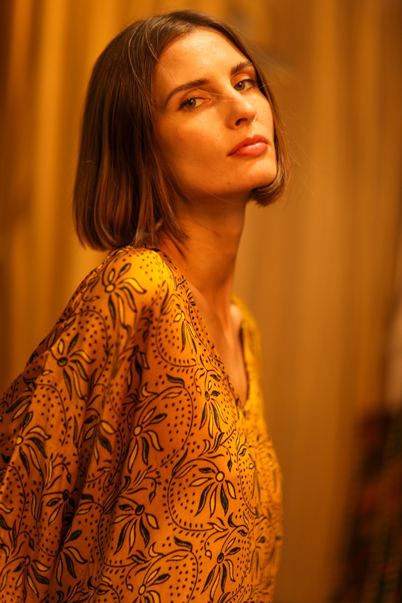 YAYA SILK KAFTAN BANA YELLOW - BANGKOK TAILOR CLOTHING STORE - HANDMADE CLOTHING