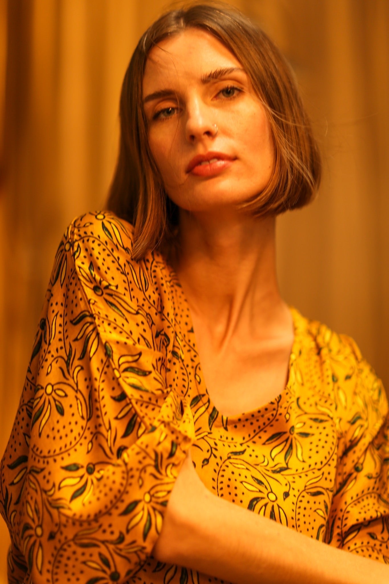 YAYA SILK KAFTAN BANA YELLOW - BANGKOK TAILOR CLOTHING STORE - HANDMADE CLOTHING