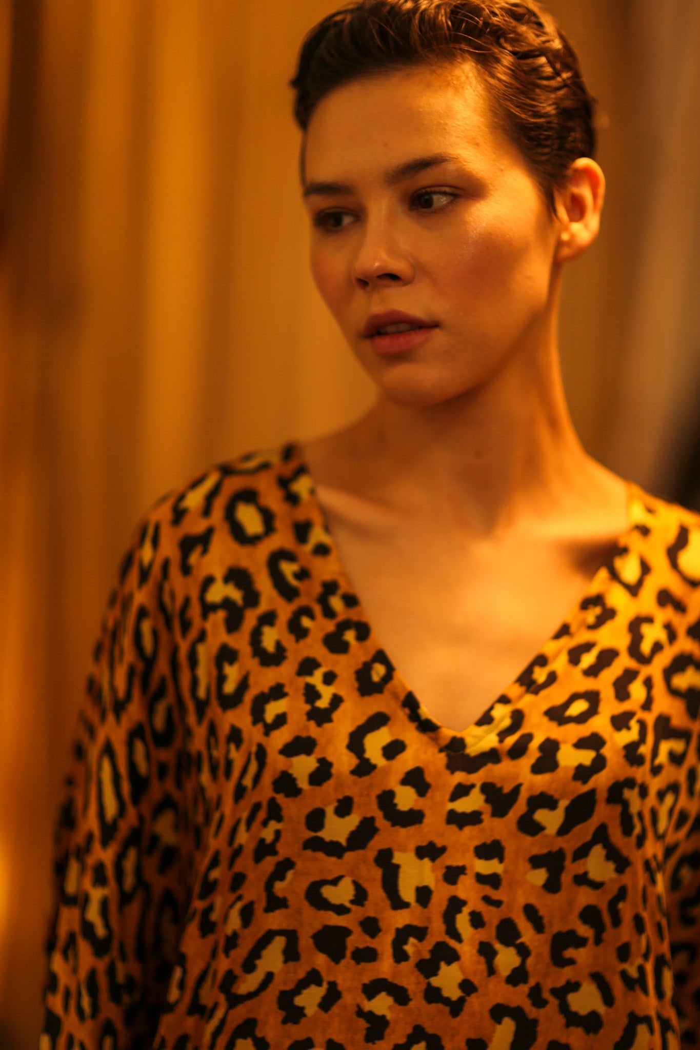 YAYA SILK KAFTAN LEOPARD YELLOW - BANGKOK TAILOR CLOTHING STORE - HANDMADE CLOTHING