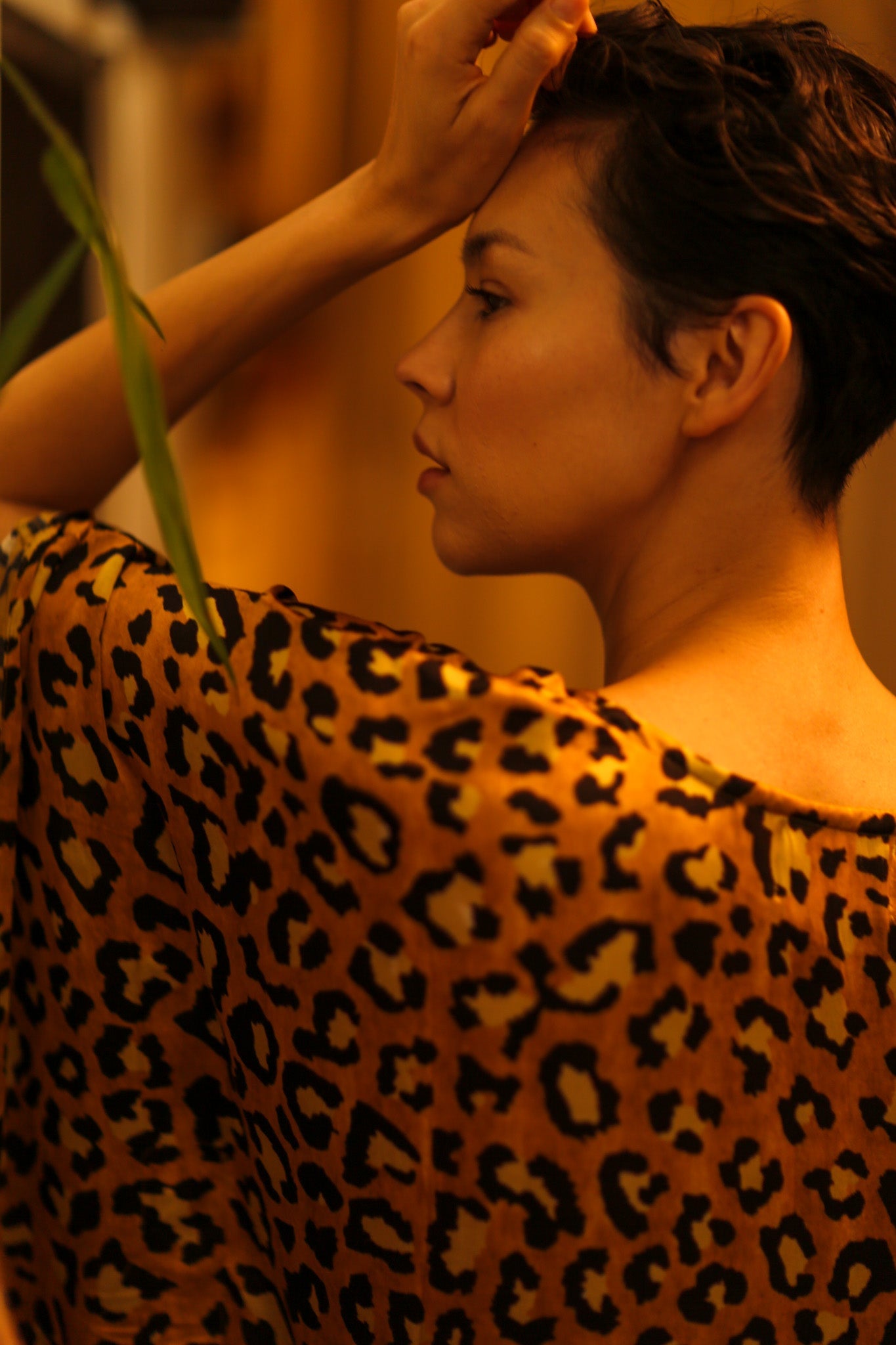 YAYA SILK KAFTAN LEOPARD YELLOW - BANGKOK TAILOR CLOTHING STORE - HANDMADE CLOTHING