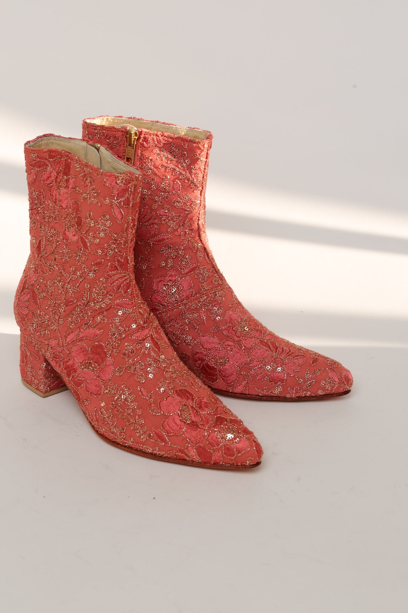YOANNA SALMON EMBELLISHED ANKLE BOOTS - BANGKOK TAILOR CLOTHING STORE - HANDMADE CLOTHING