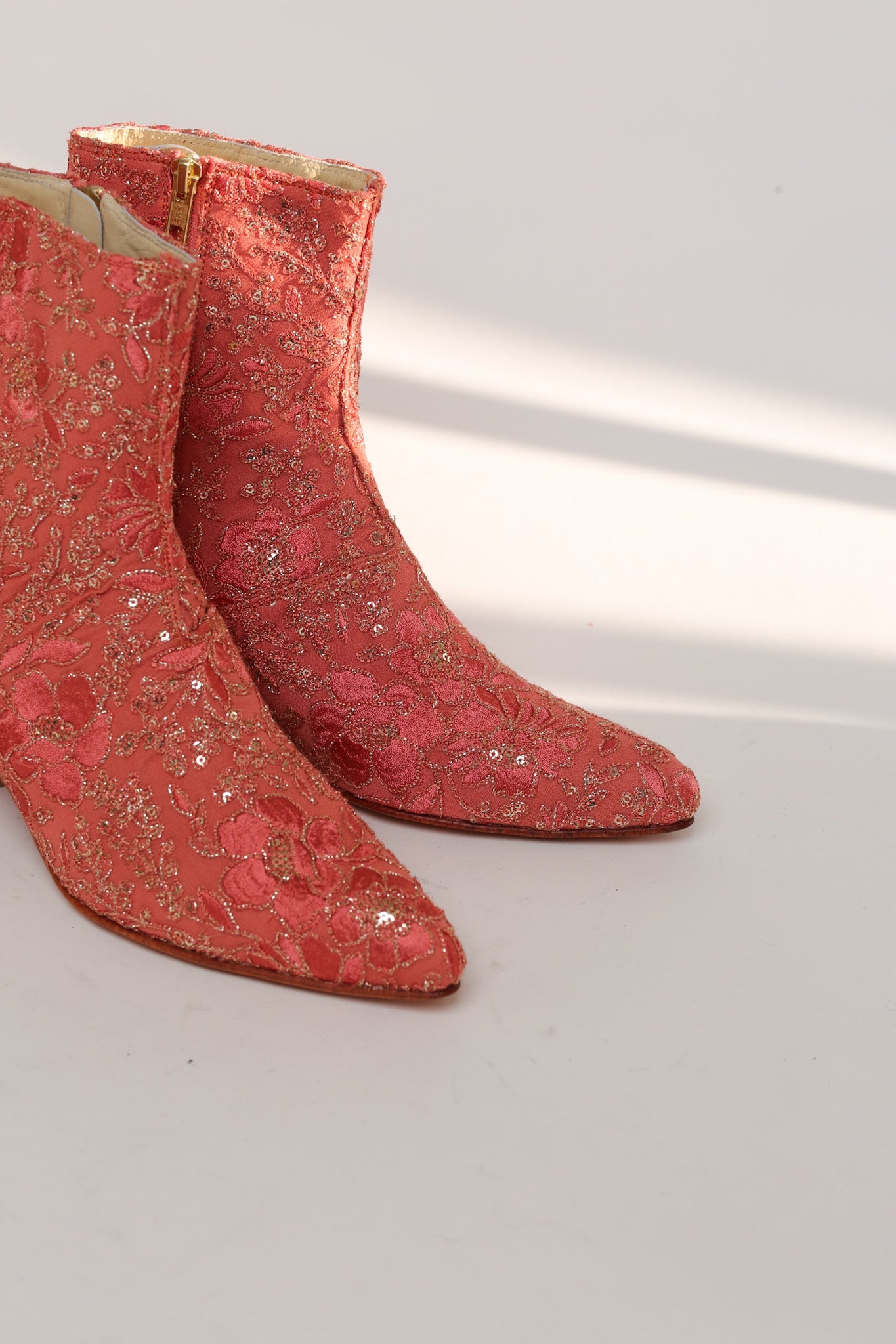 YOANNA SALMON EMBELLISHED ANKLE BOOTS - BANGKOK TAILOR CLOTHING STORE - HANDMADE CLOTHING