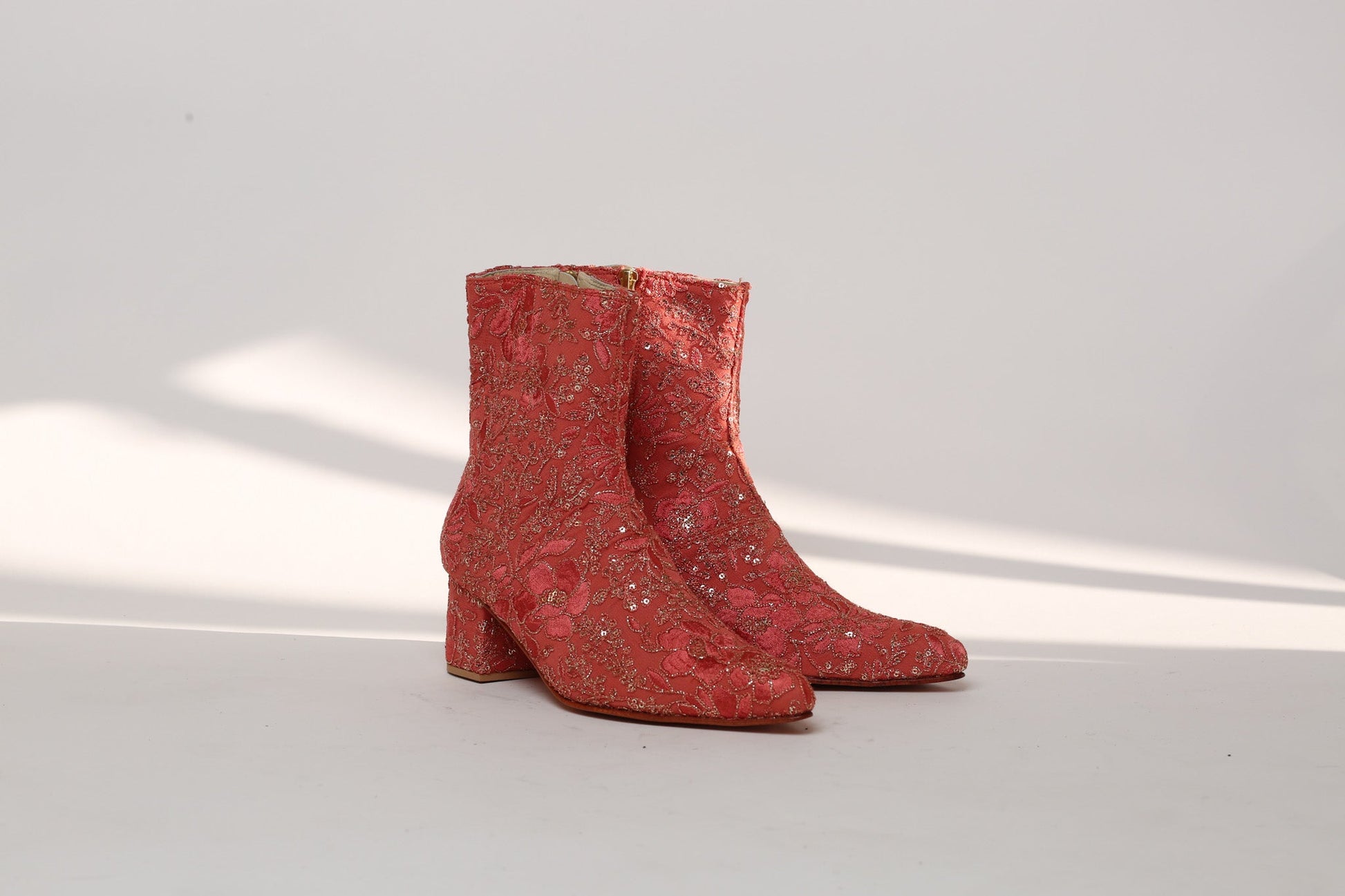 YOANNA SALMON EMBELLISHED ANKLE BOOTS - BANGKOK TAILOR CLOTHING STORE - HANDMADE CLOTHING