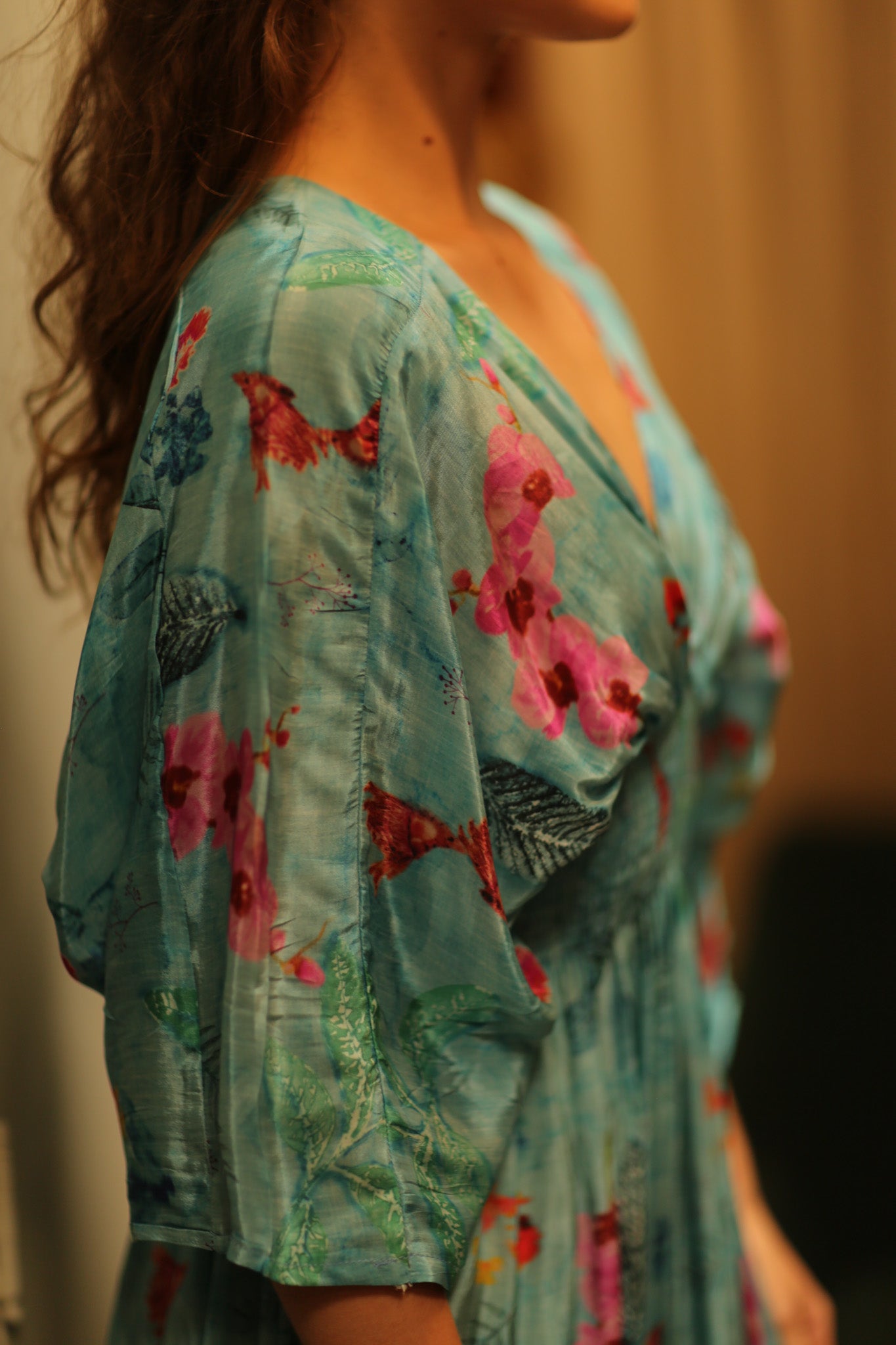 ZURI SILK DRESS LAKE BLUE - BANGKOK TAILOR CLOTHING STORE - HANDMADE CLOTHING