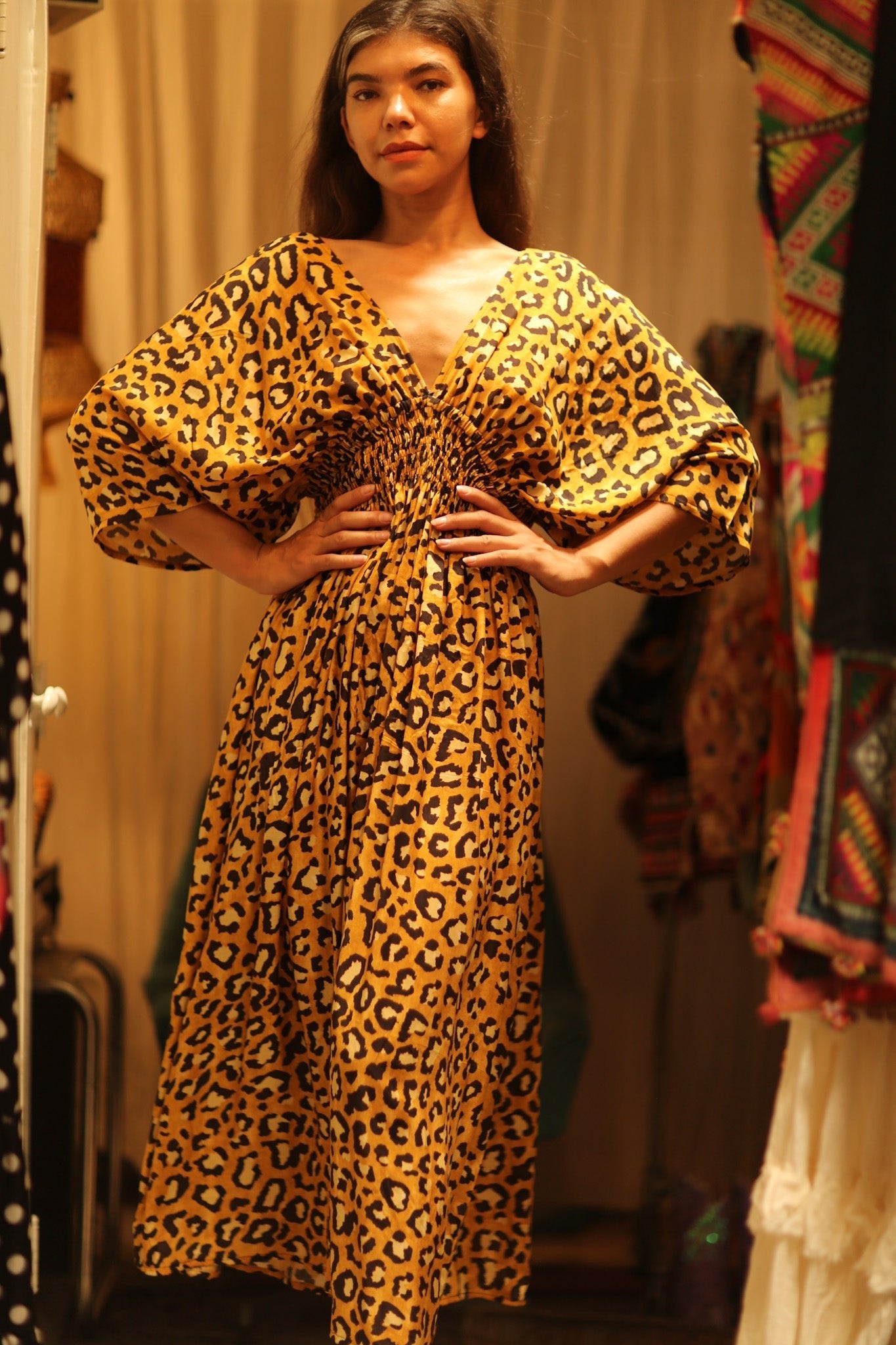 ZURI SILK DRESS LEO PRINT - BANGKOK TAILOR CLOTHING STORE - HANDMADE CLOTHING