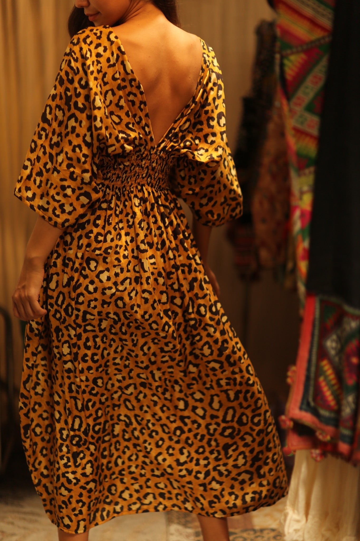 ZURI SILK DRESS LEO PRINT - BANGKOK TAILOR CLOTHING STORE - HANDMADE CLOTHING